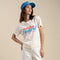Coastal Cowgirl Boxy Tee - Vintage White/Blue Print