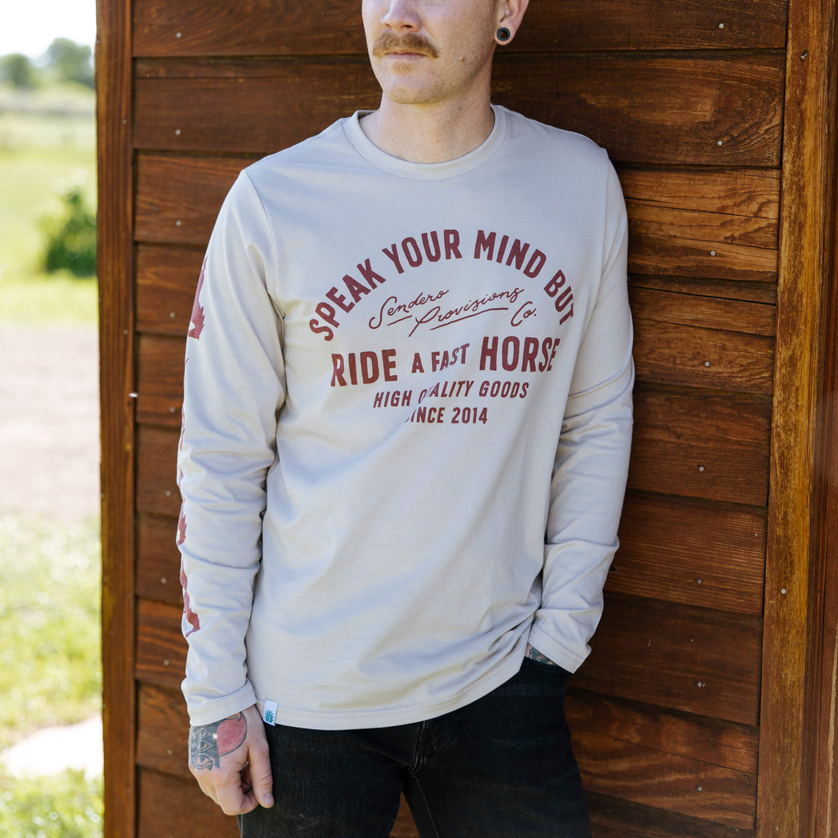 Fast Horse Long Sleeve T-Shirt - Sand