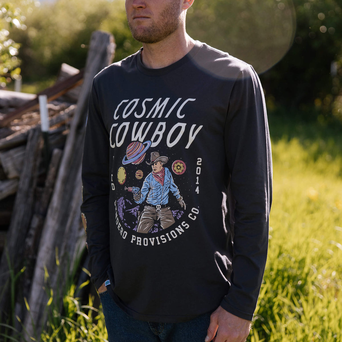 Cosmic Cowboy Long Sleeve T-Shirt - Vintage Black