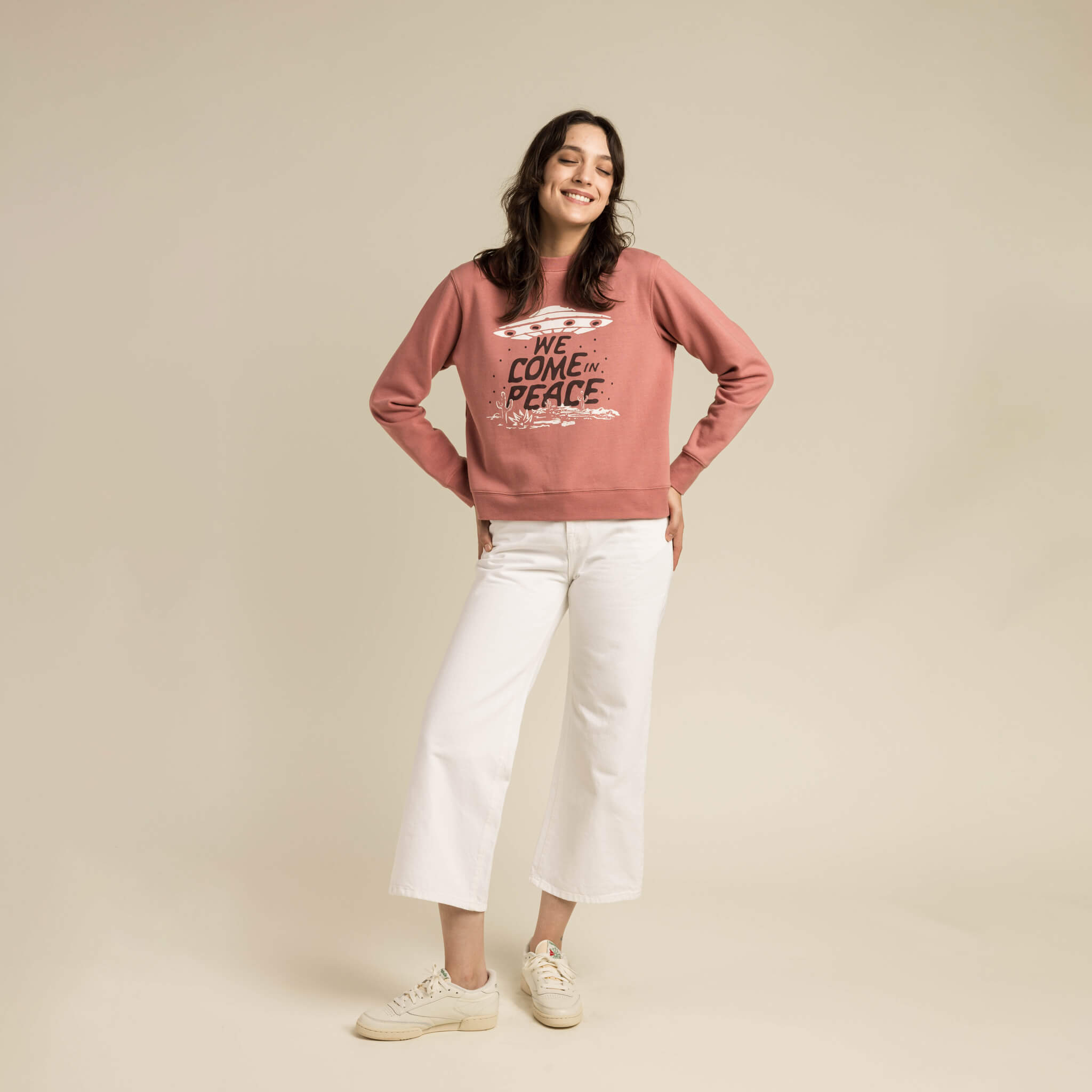We Come In Peace Drop Shoulder Sweatshirt