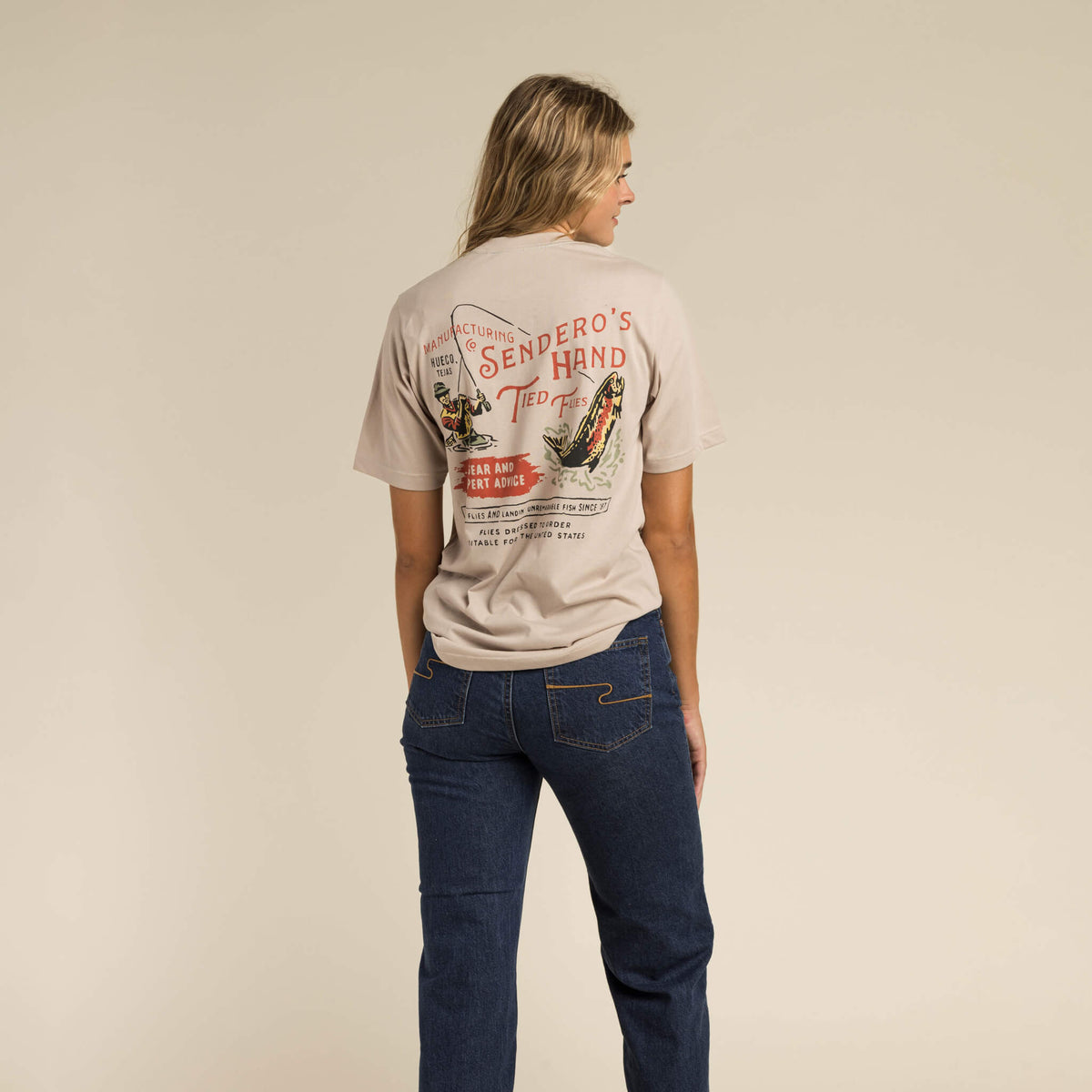 Hand Tied Flies T-Shirt - Sand