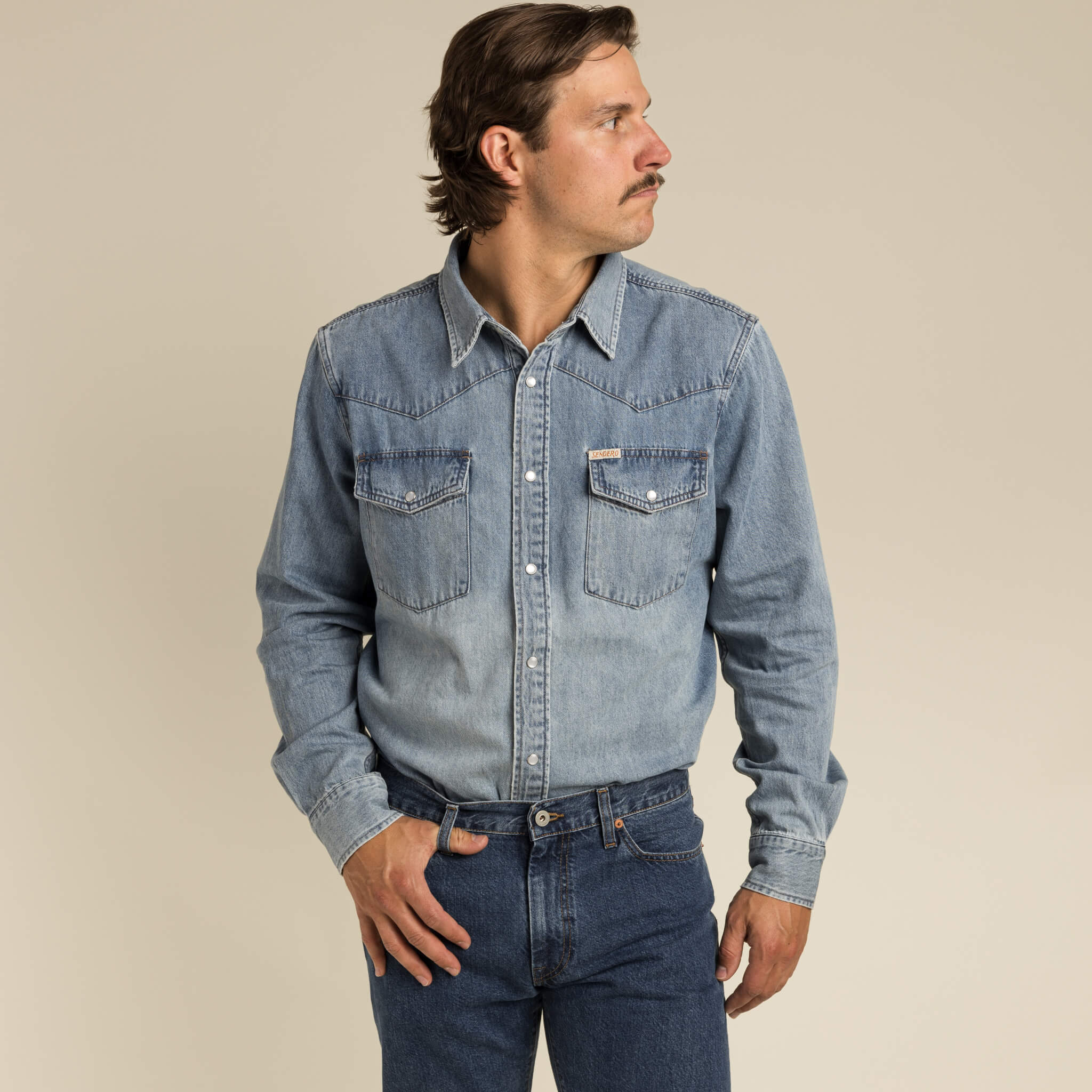 Sendero Provisions Co. The Wyatt Pearl Snap Shirt - Denim Sendero Provisions Co. The Wyatt Pearl Snap Shirt - Denim