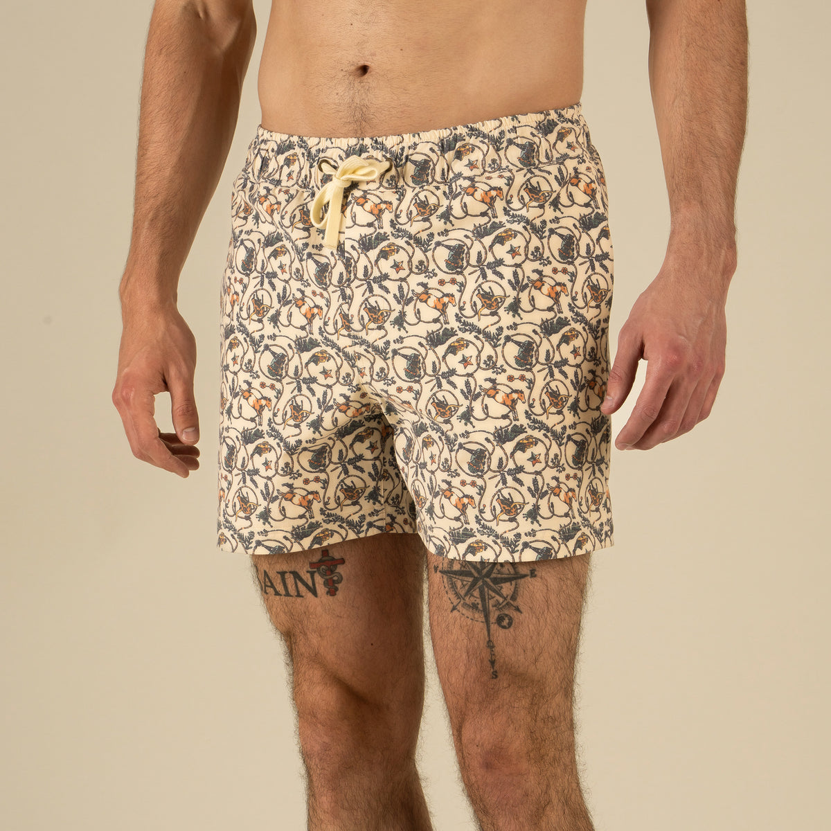 The Barton Elastic Boardshort - High Lonesome - Antique White