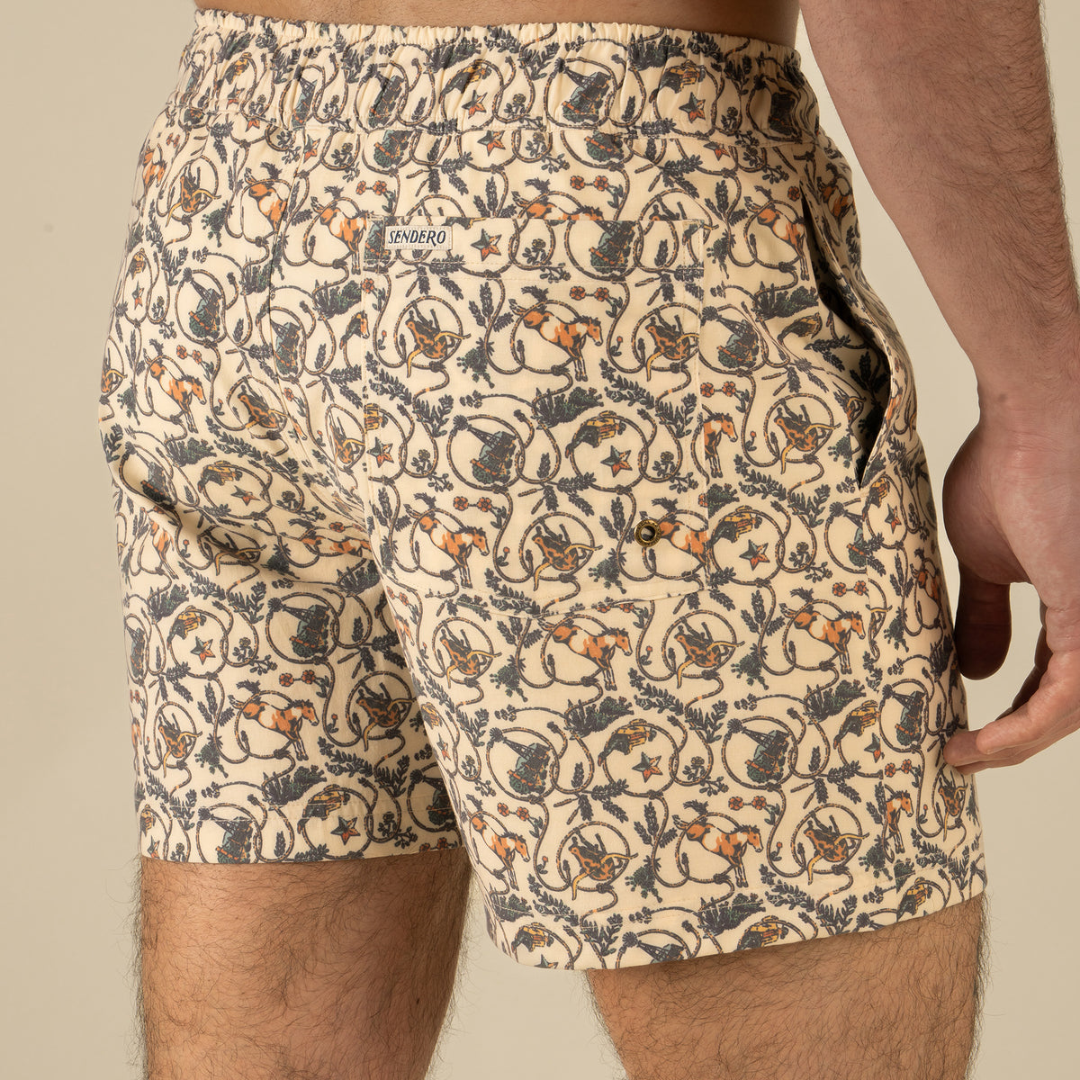 The Barton Elastic Boardshort - High Lonesome - Antique White