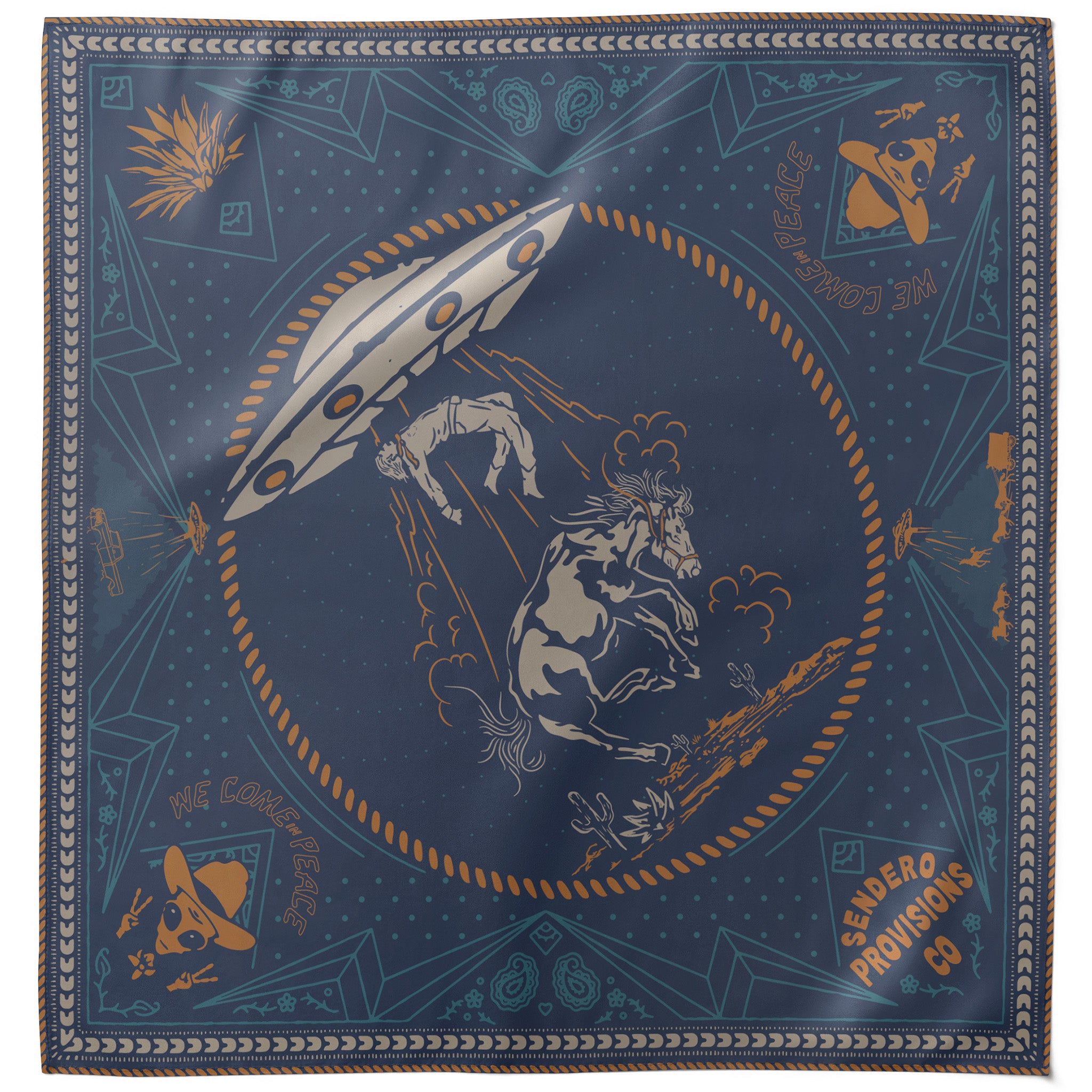Charros & Aliens Bandana - Navy – Sendero Provisions Co.