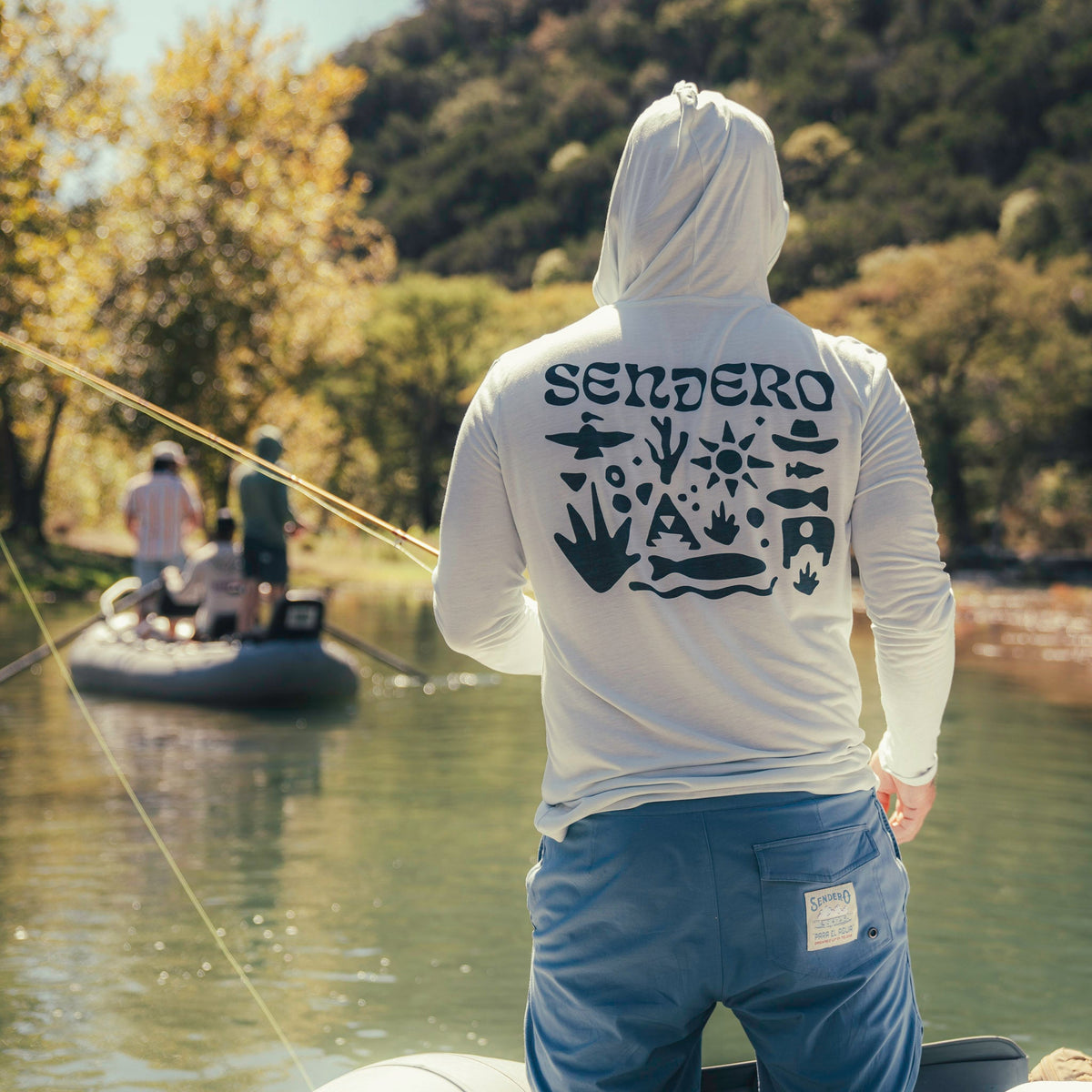Yucatan Bamboo Hoodie Tech Shirt - Frio Blue Print