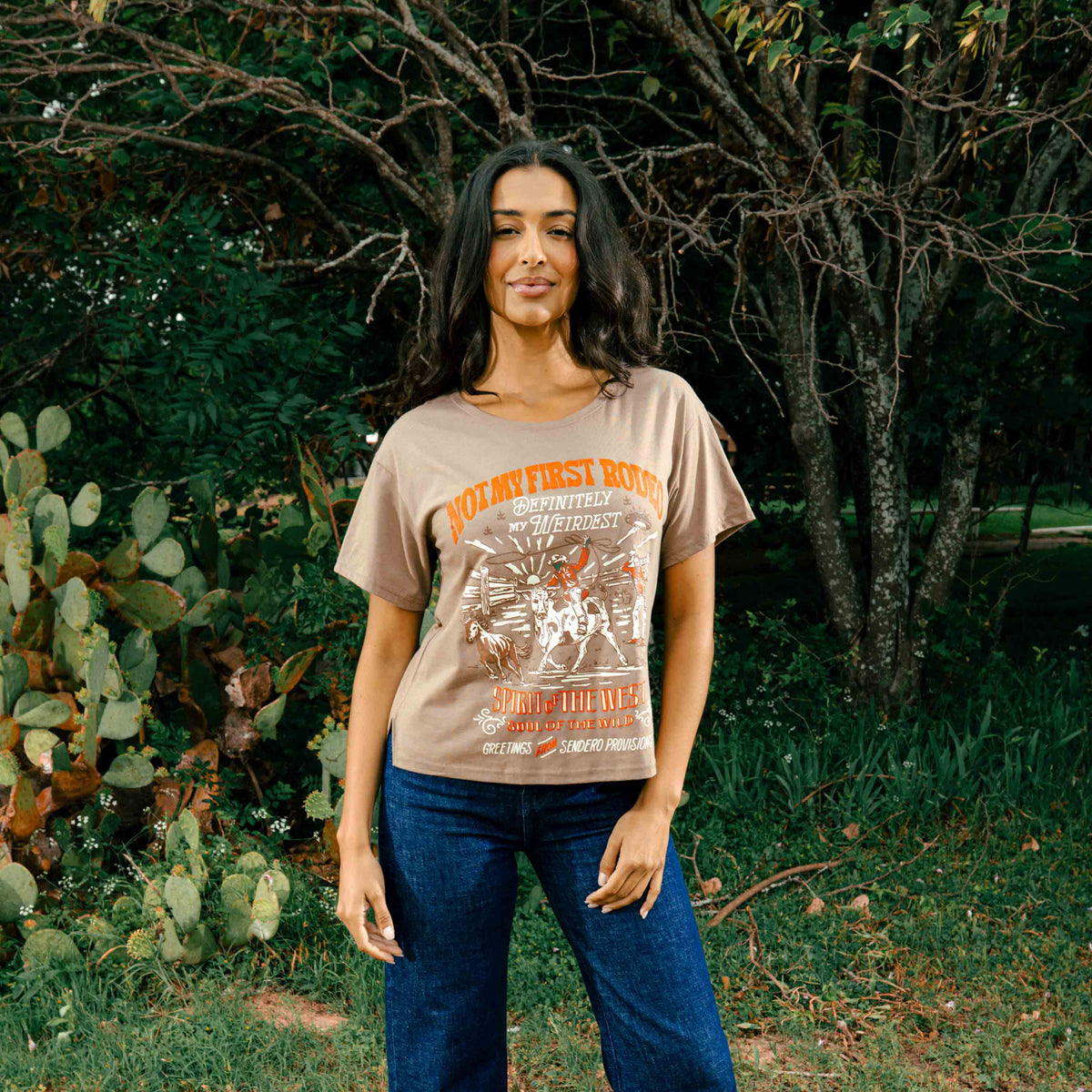 Greetings Basic Tee - Light Brown