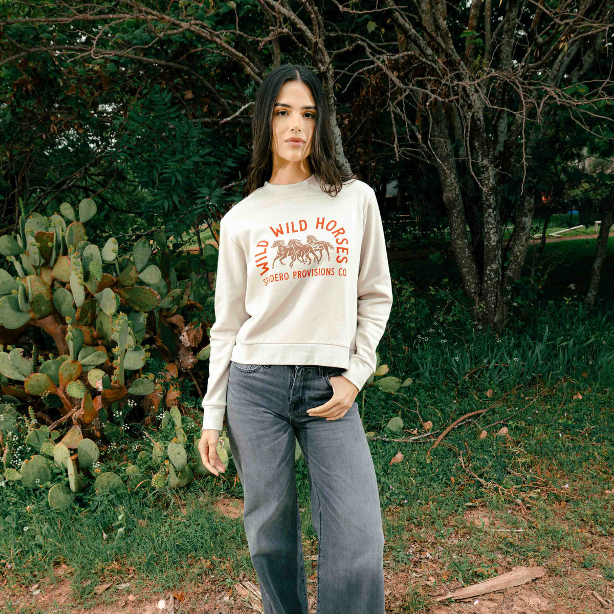 Women's Wild Wild Horses Sweatshirt - Sand
