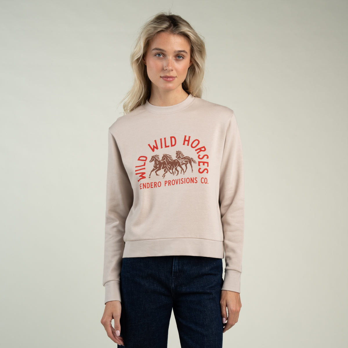 Women's Wild Wild Horses Sweatshirt - Sand