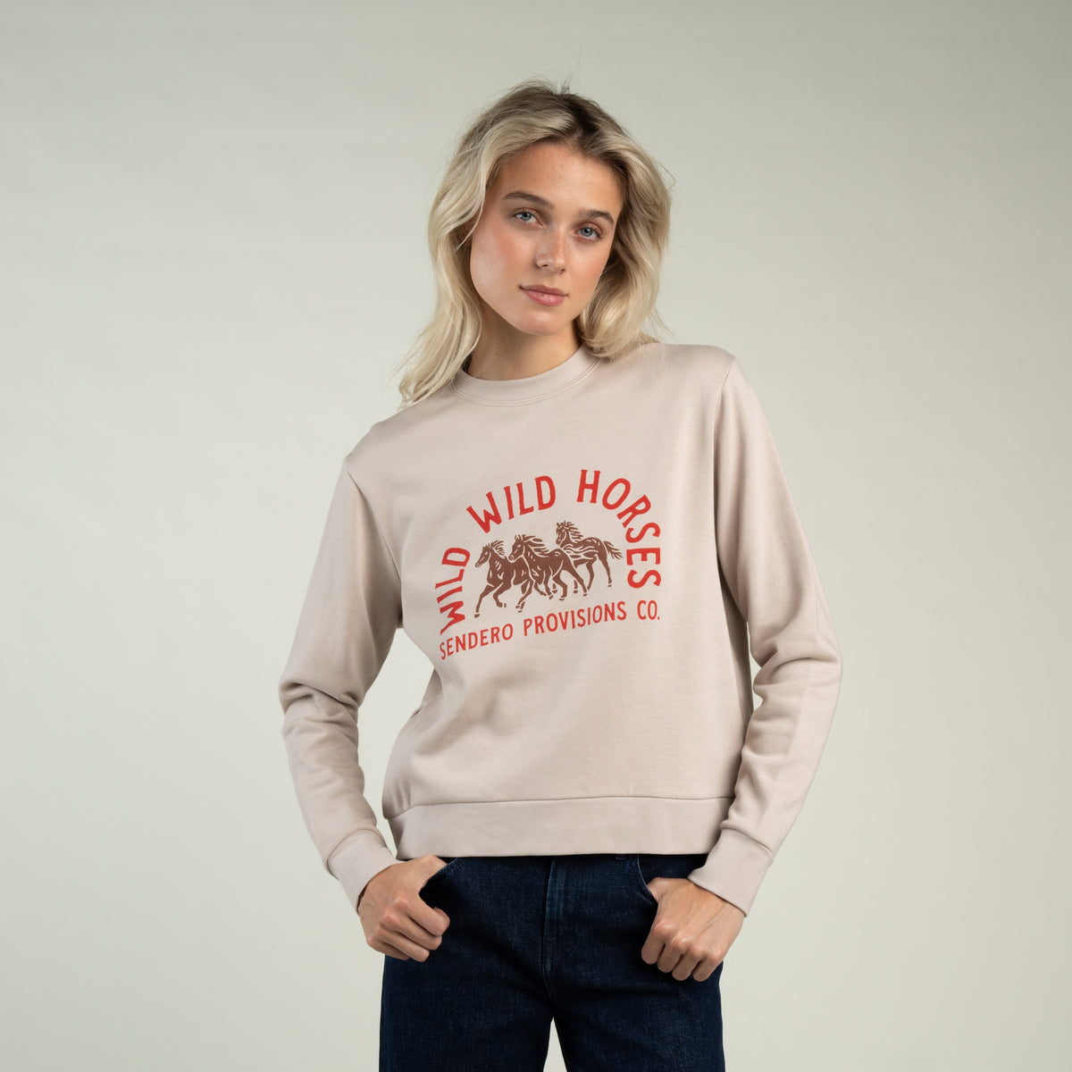 Women's Wild Wild Horses Sweatshirt - Sand