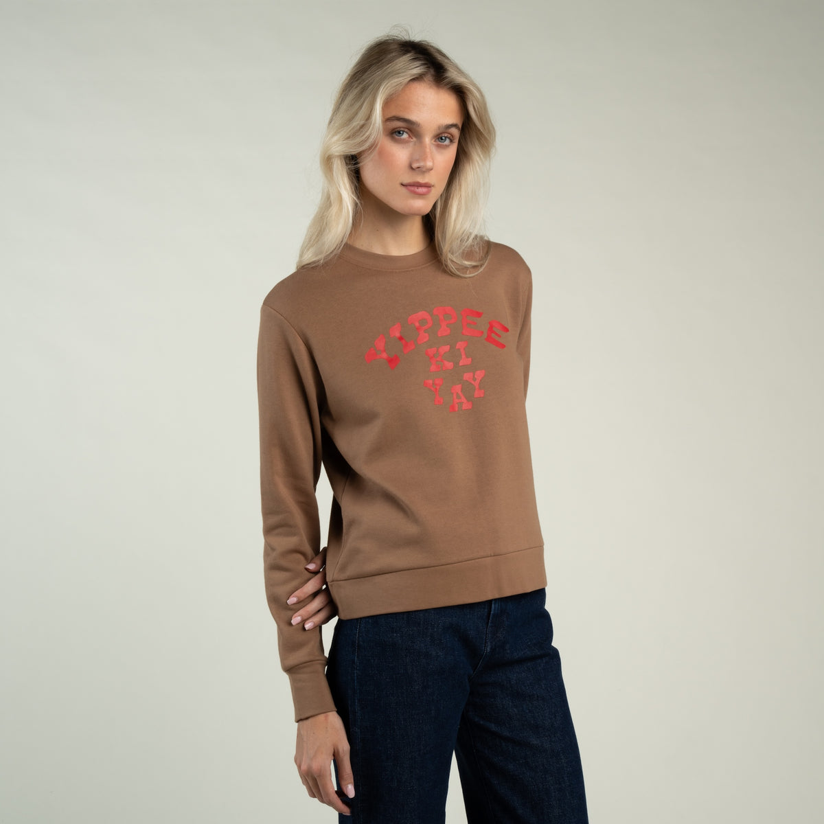 Women's Yippee Ki Yay Sweatshirt - Light Brown