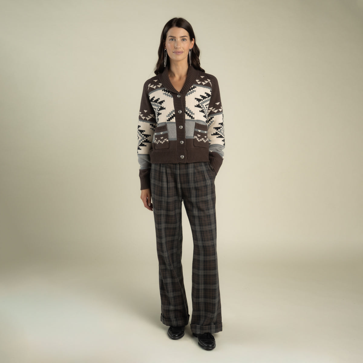 Cimarron Cardigan - Brown/Blue