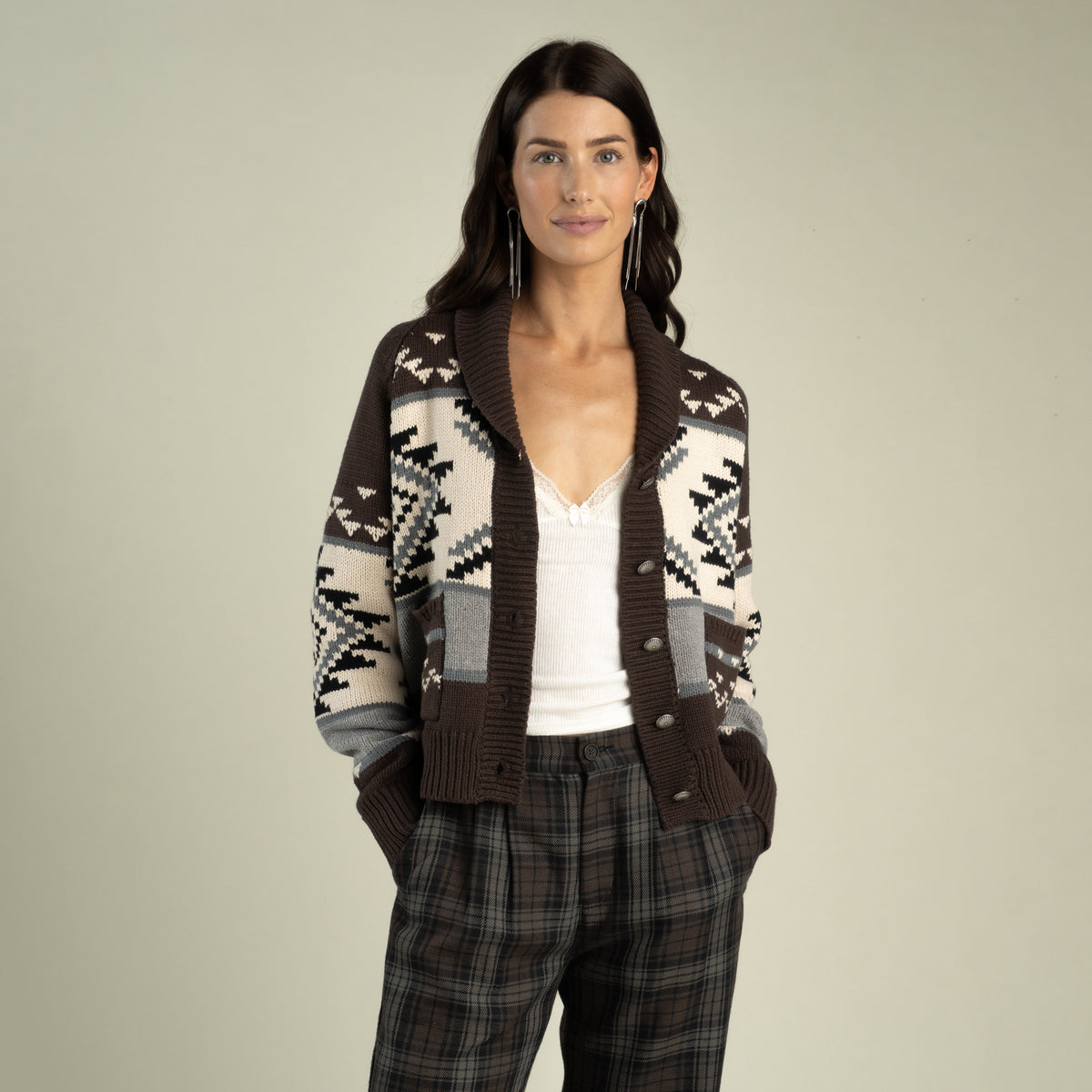 Cimarron Cardigan - Brown/Blue