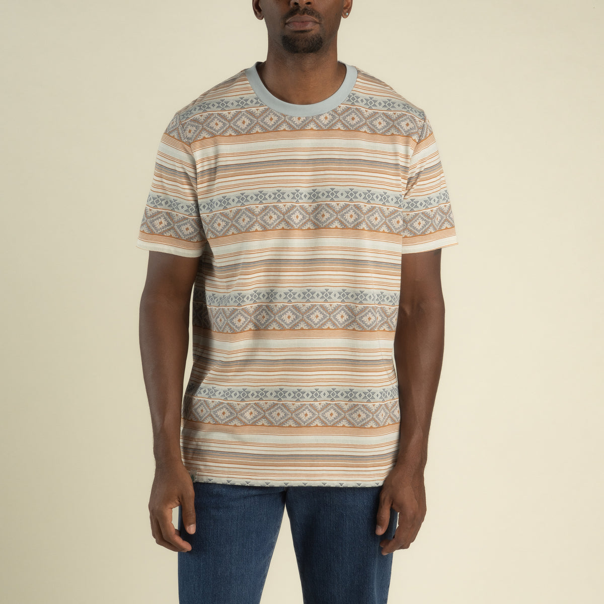 Bisbee Jacquard Tee - Pueblo Stripe - Pale Blue
