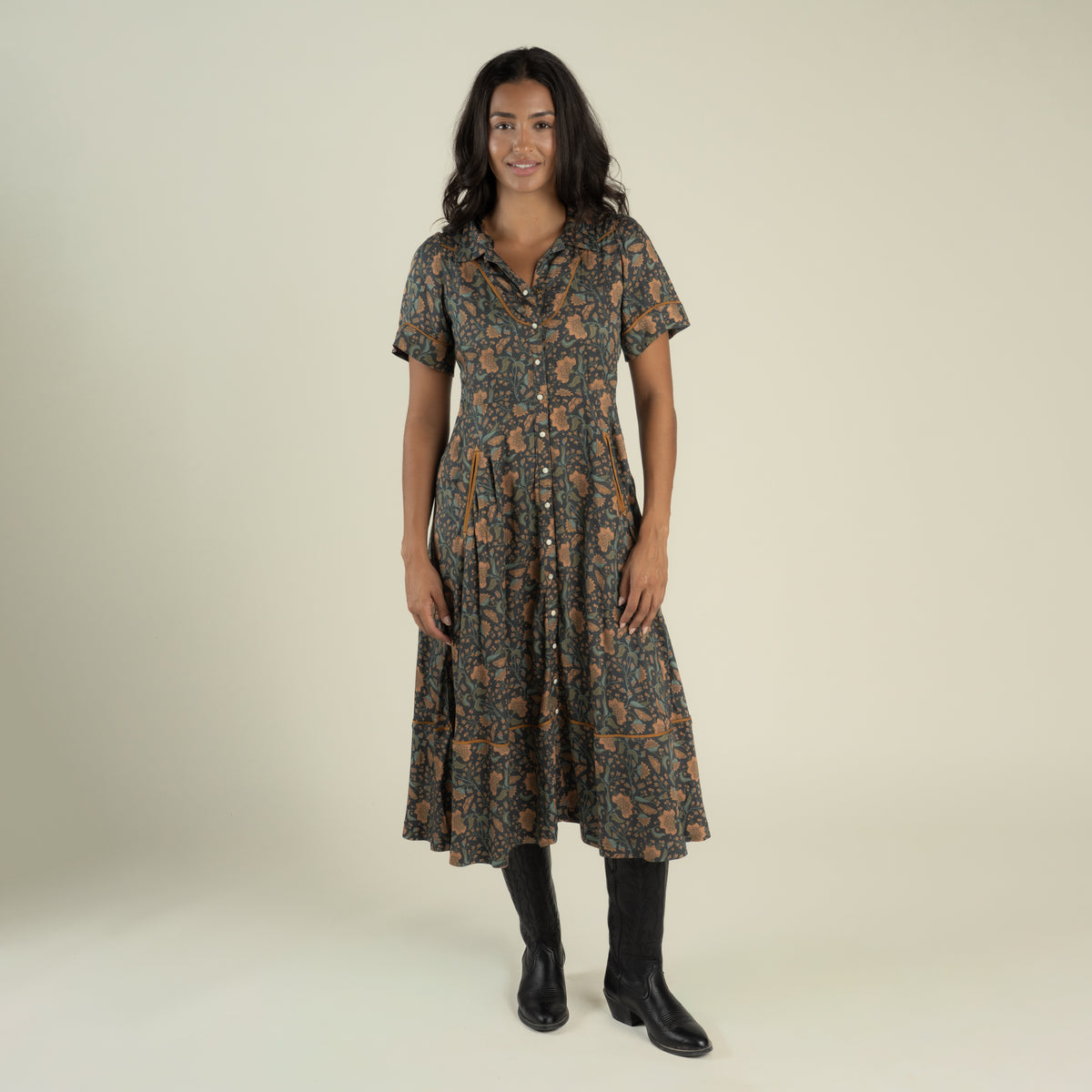 La Dahlia Dress - Copper Floral