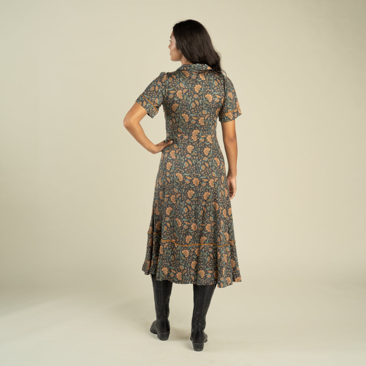 La Dahlia Dress - Copper Floral