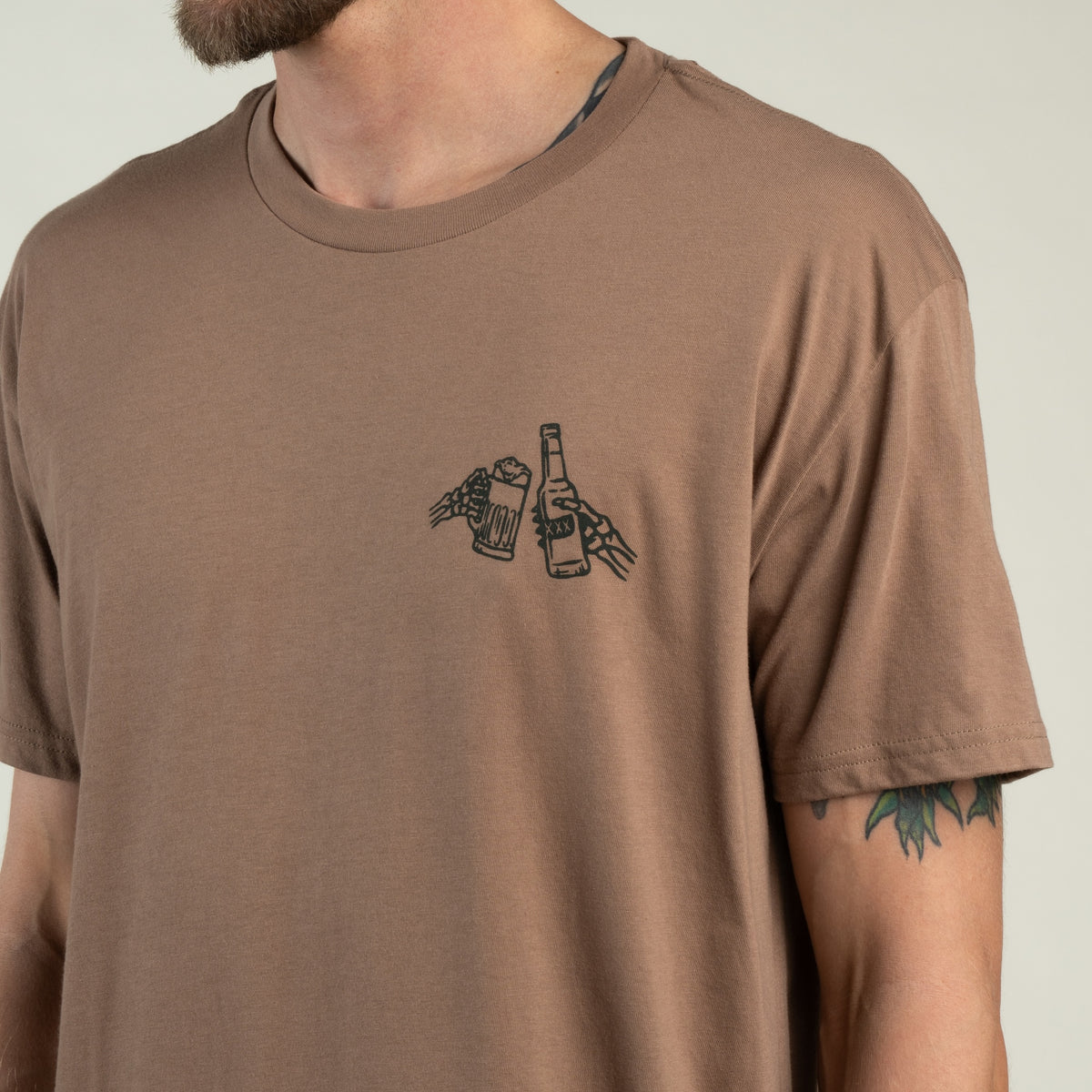 Shootin' Hand Salud T-Shirt - Light Brown