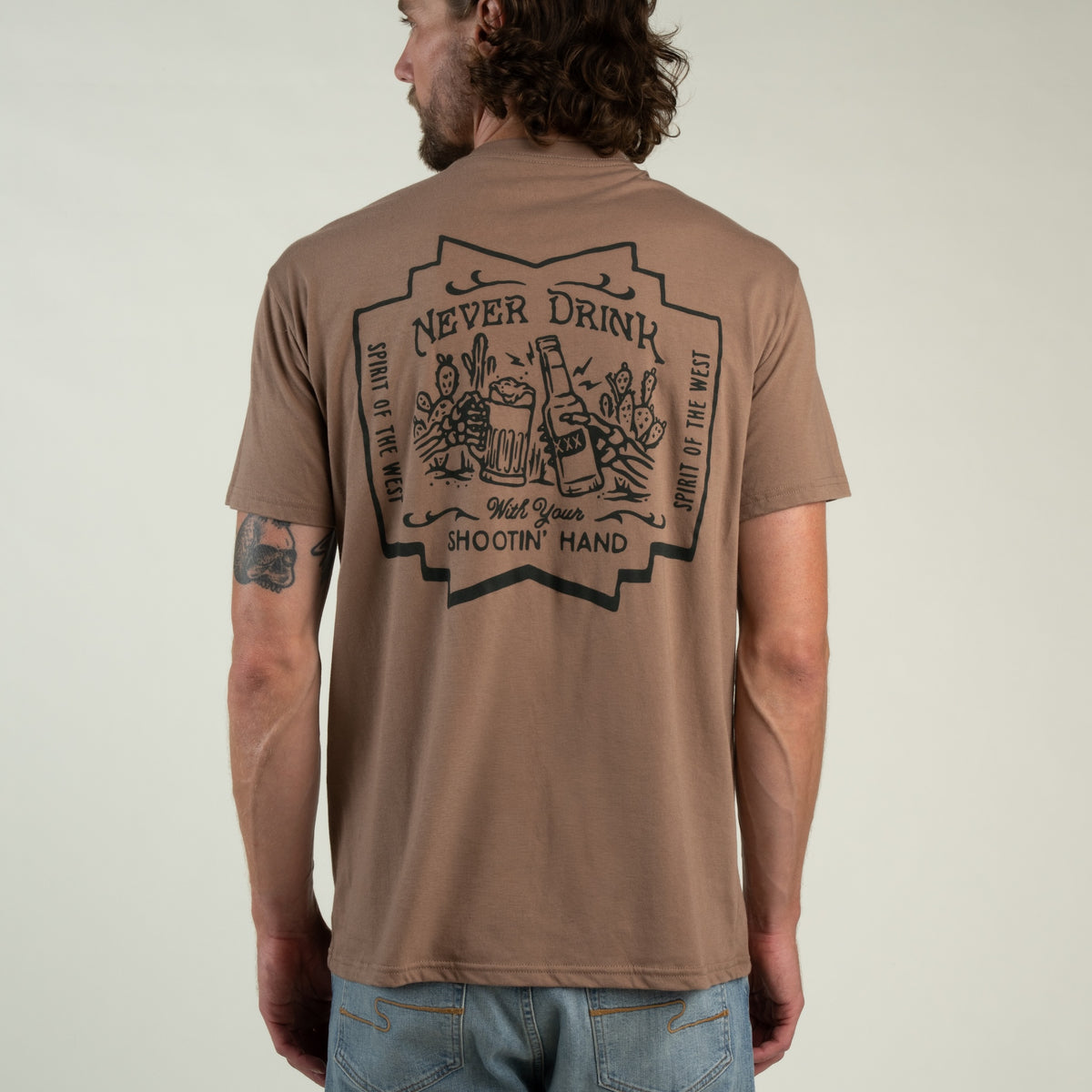 Shootin' Hand Salud T-Shirt - Light Brown