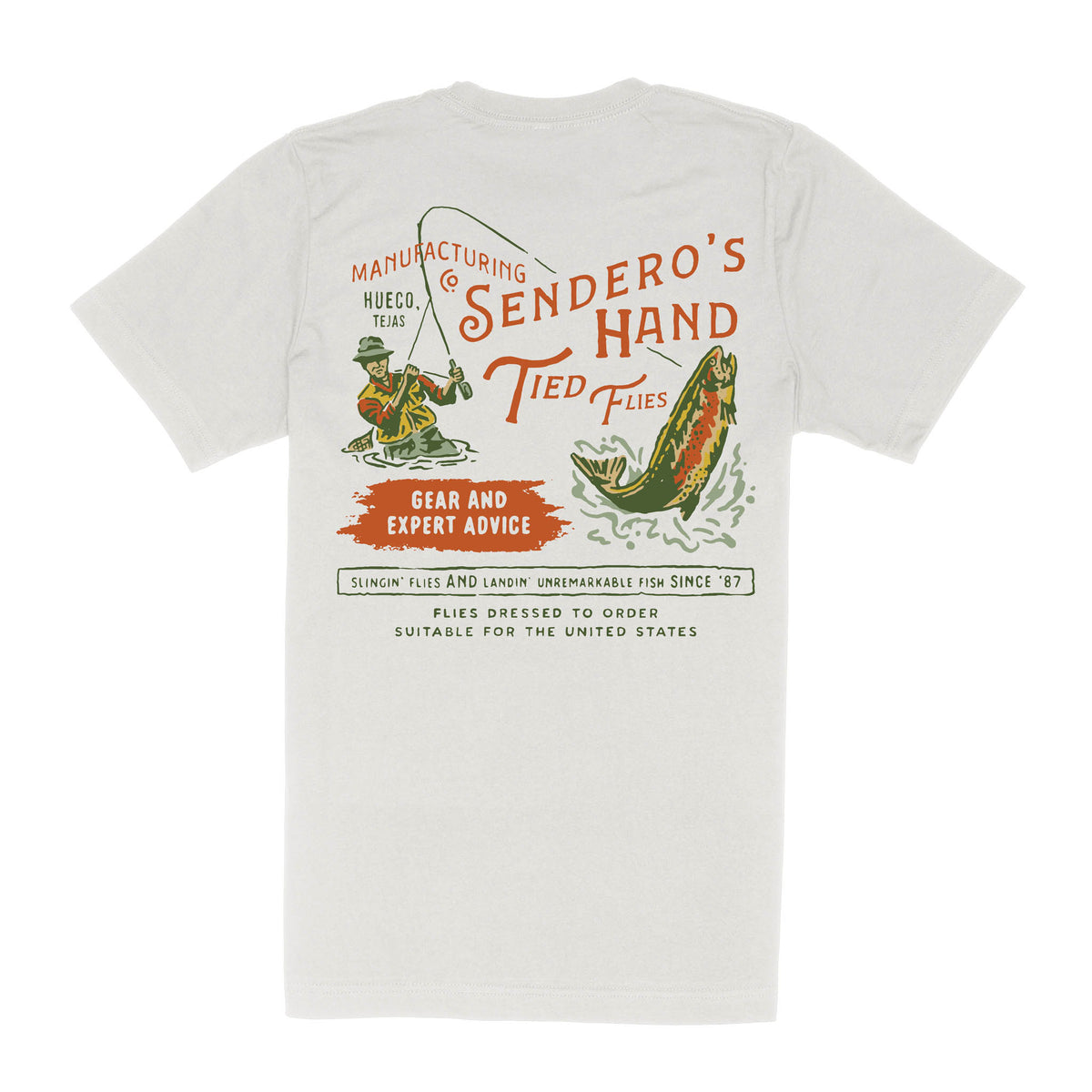 Hand Tied Flies T-Shirt - Vintage White