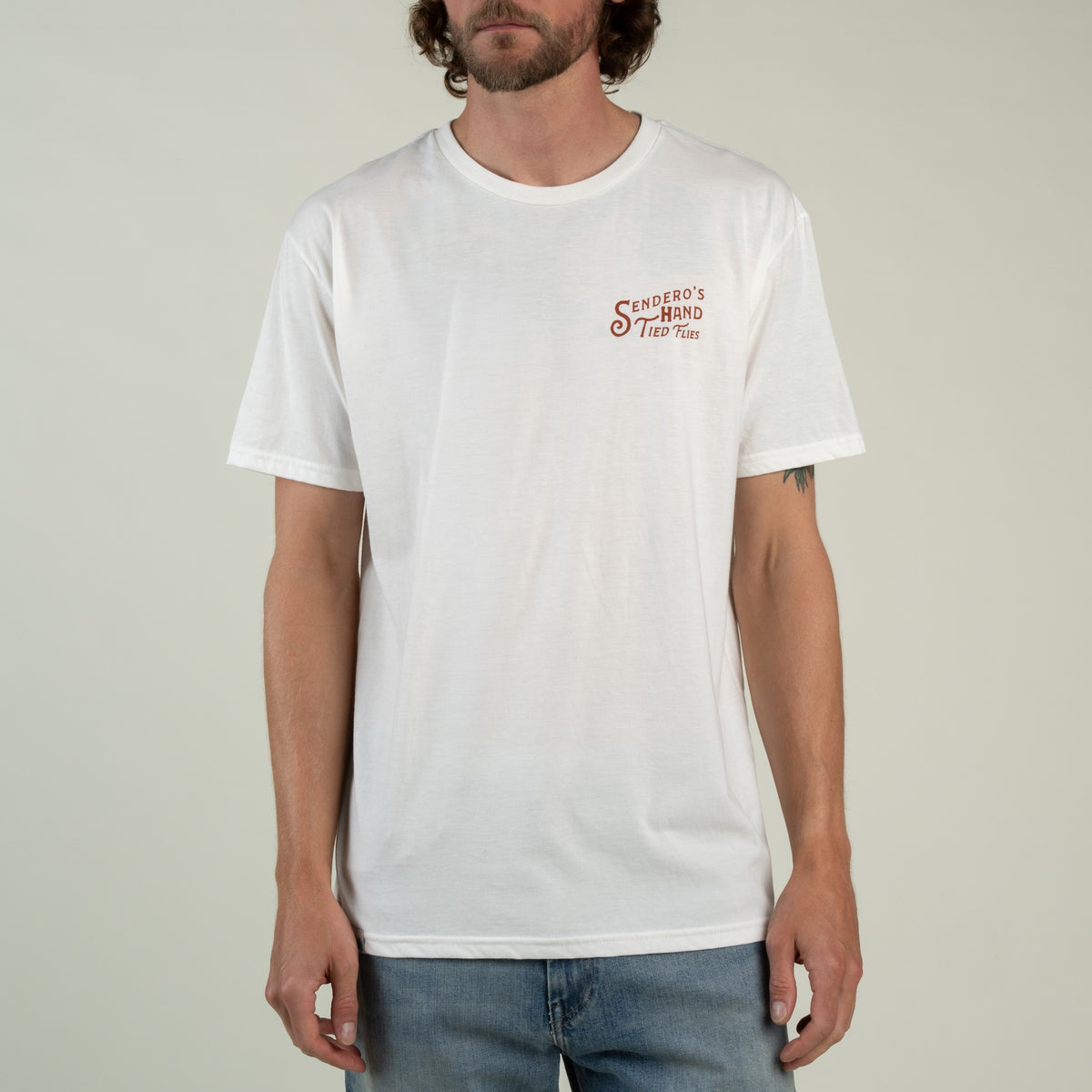 Hand Tied Flies T-Shirt - Vintage White