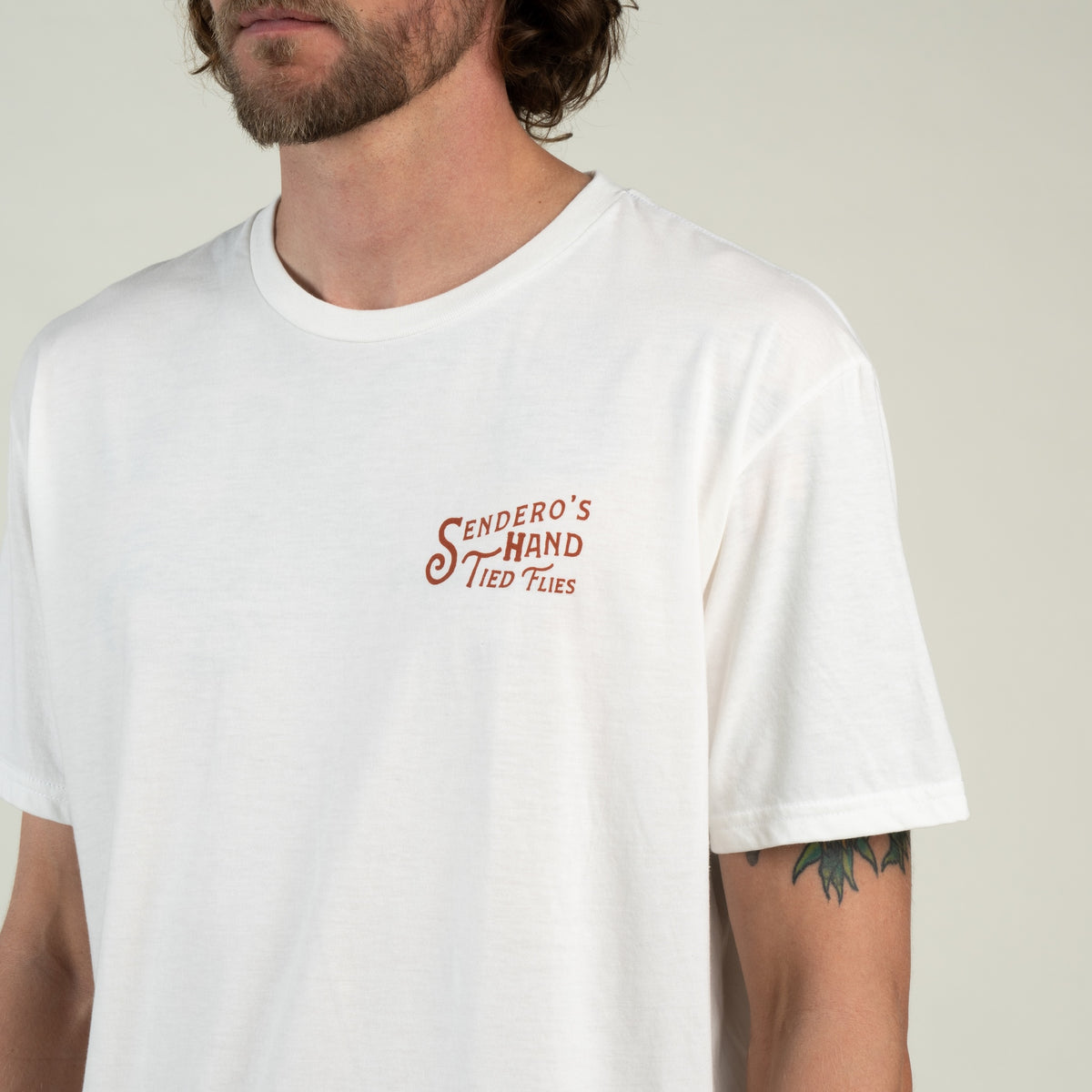 Hand Tied Flies T-Shirt - Vintage White