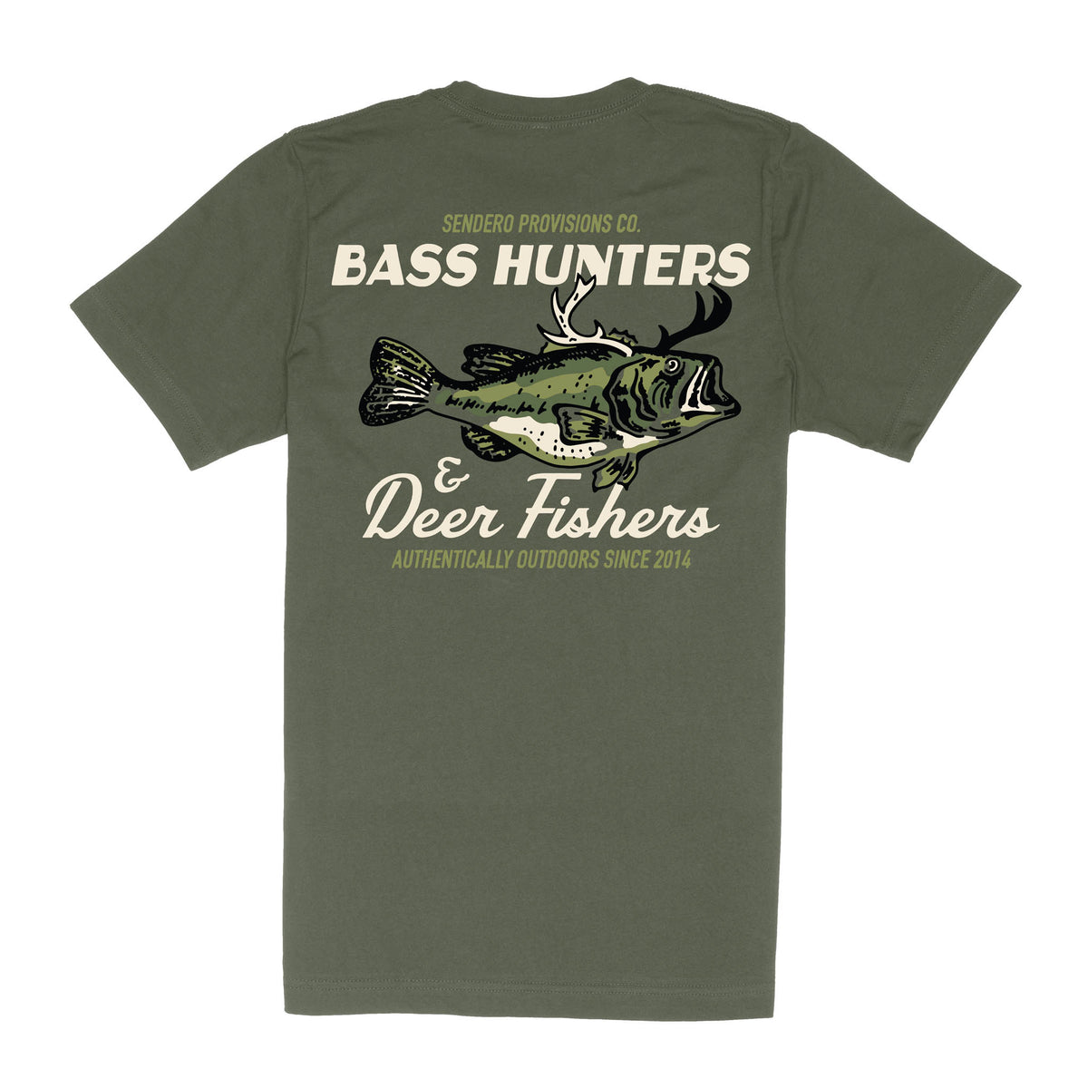 Deer Fishers T-Shirt - Army Green