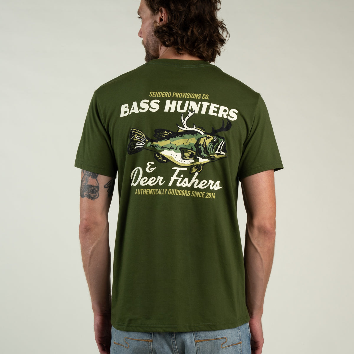 Deer Fishers T-Shirt - Army Green