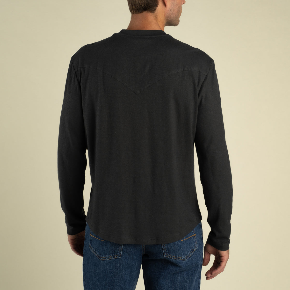 Tex Western Long Sleeve Henley - Charcoal