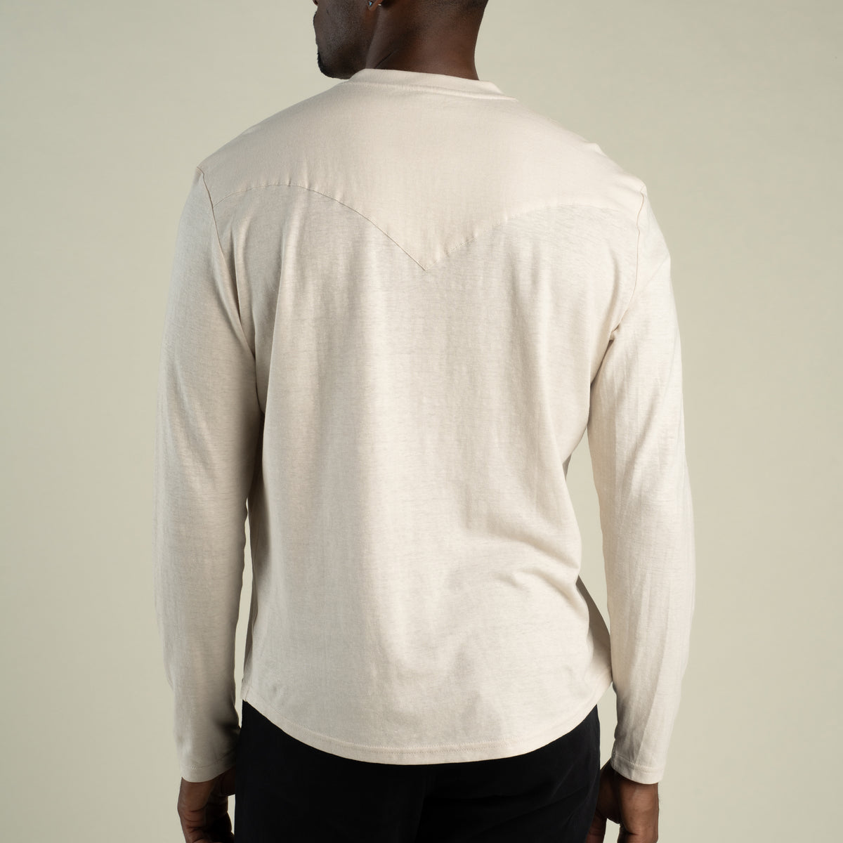 Tex Western Long Sleeve Henley - White
