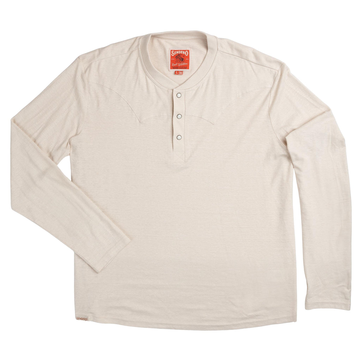 Tex Western Long Sleeve Henley - White