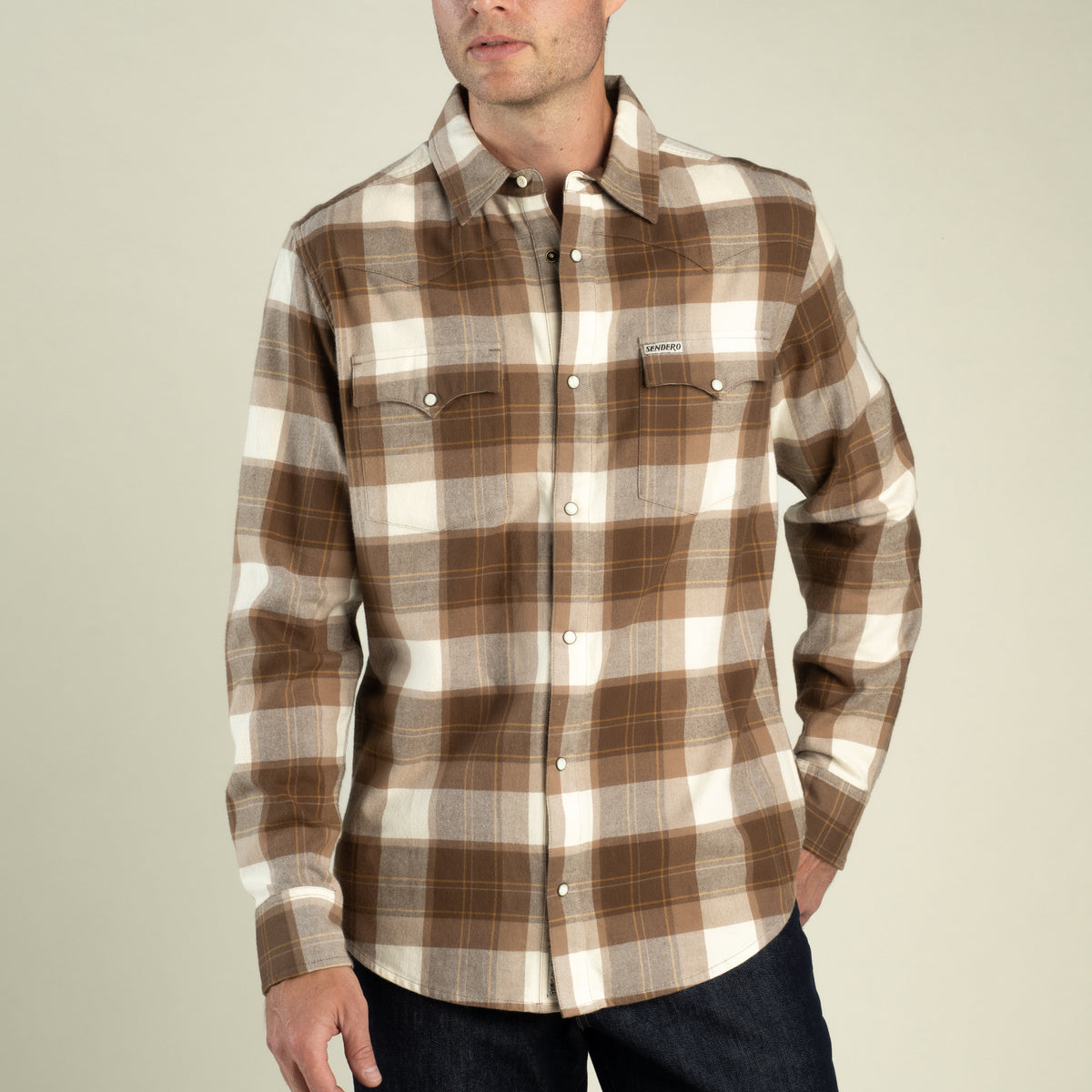 Durango Flannel - Pearlsnap - Woodrow Plaid - Saddle