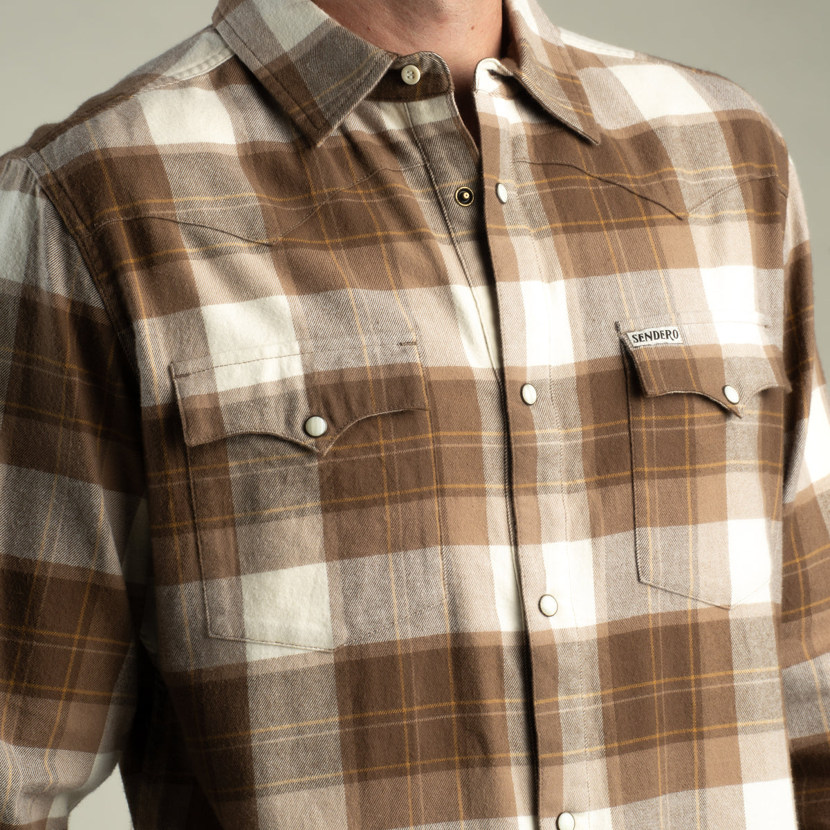 Durango Flannel - Pearlsnap - Woodrow Plaid - Saddle