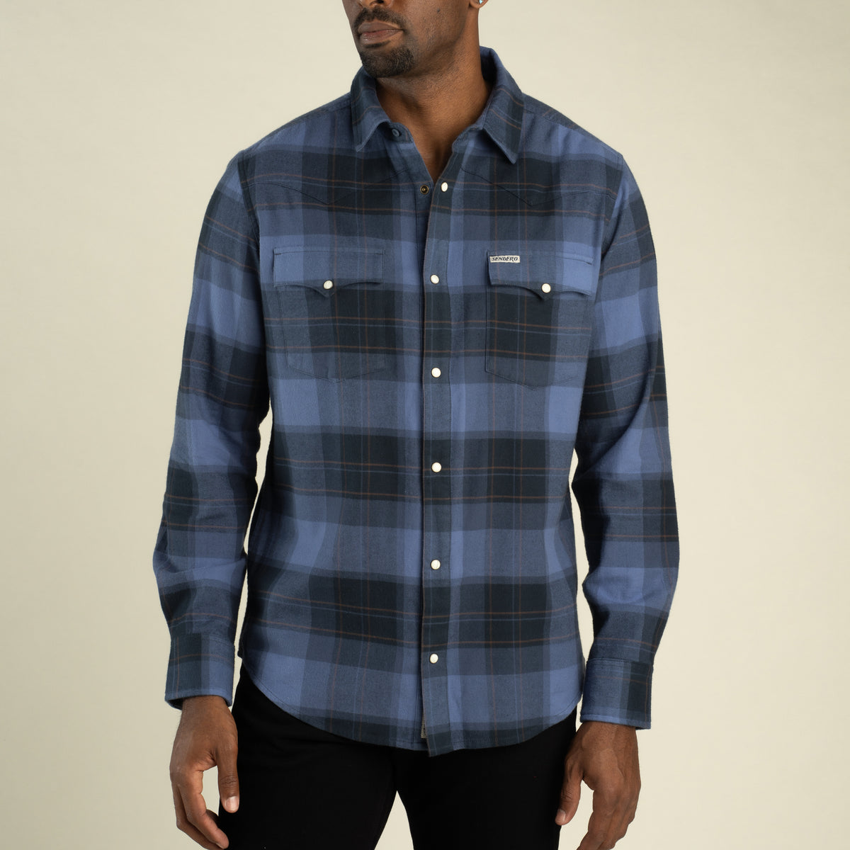 Durango Flannel - Pearlsnap - Woodrow Plaid - Midnight