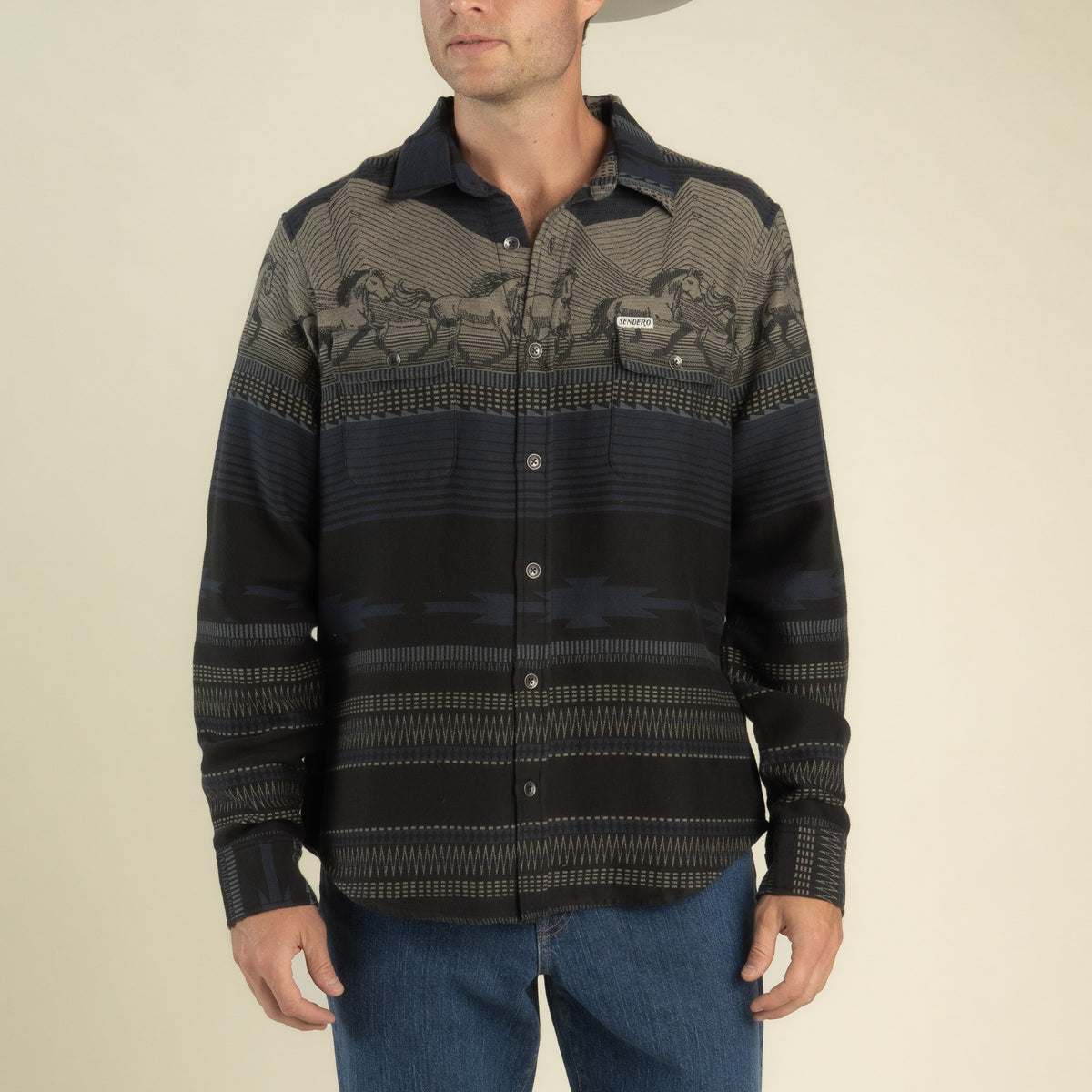 Boquillas Long Sleeve Shirt - Teton Stripe - Charcoal