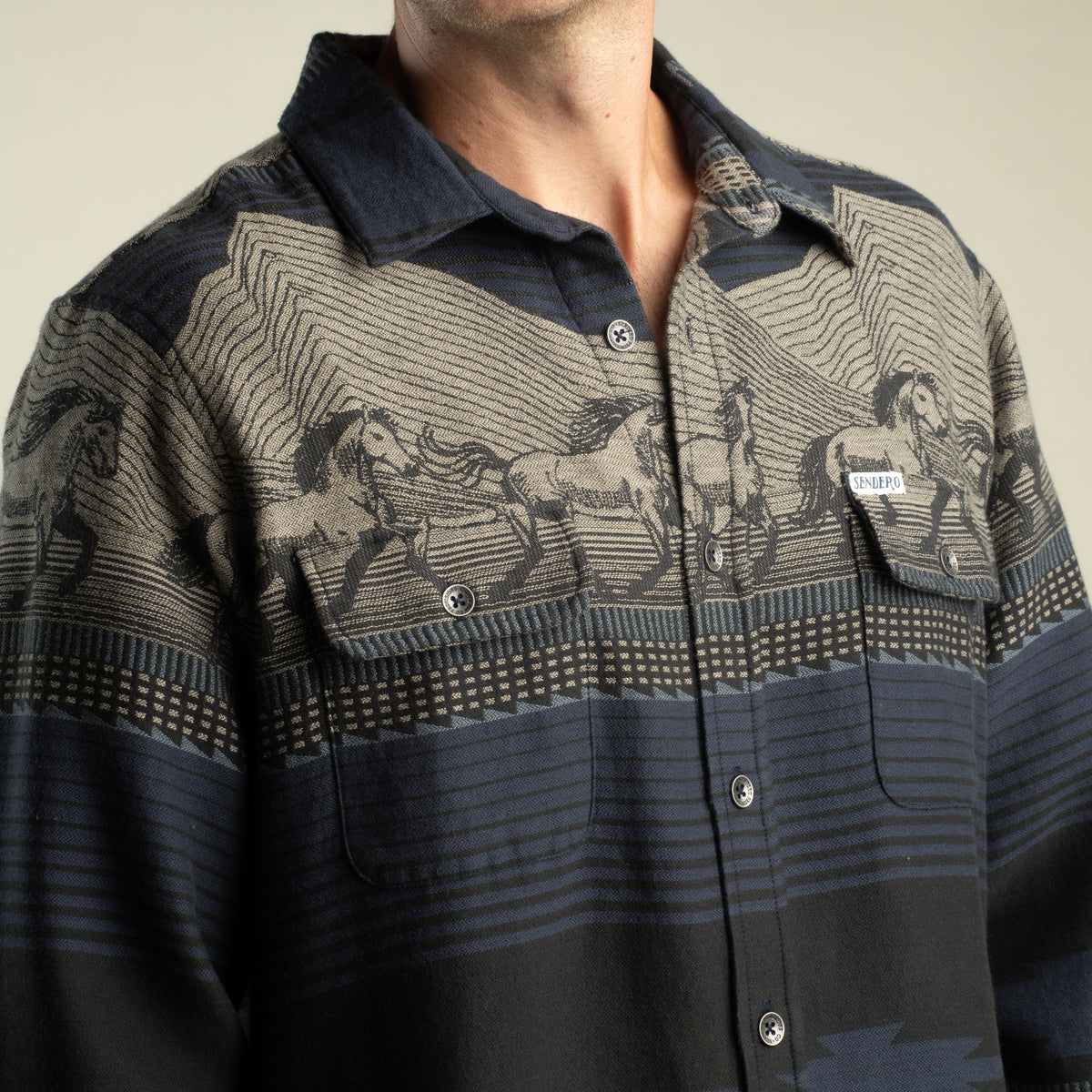 Boquillas Long Sleeve Shirt - Teton Stripe - Charcoal