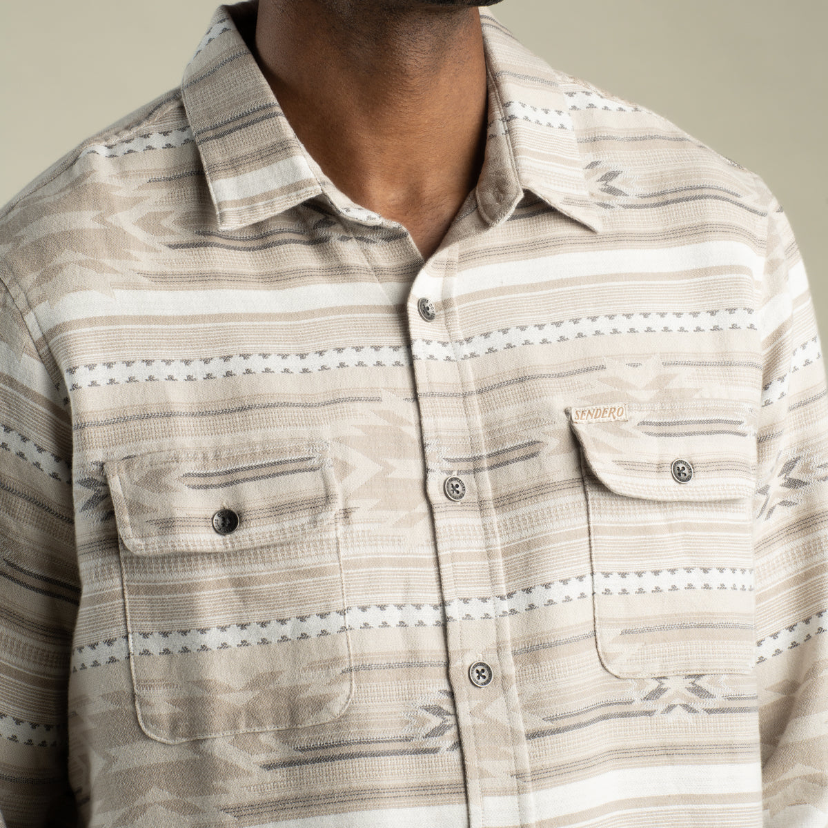 Boquillas Long Sleeve Shirt - Mesilla Chevron - Limestone