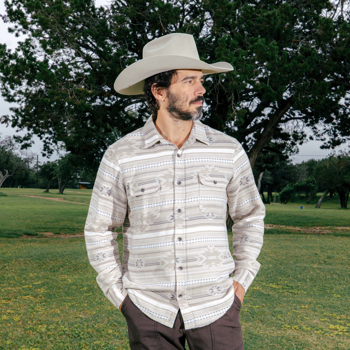Boquillas Long Sleeve Shirt - Mesilla Chevron - Limestone