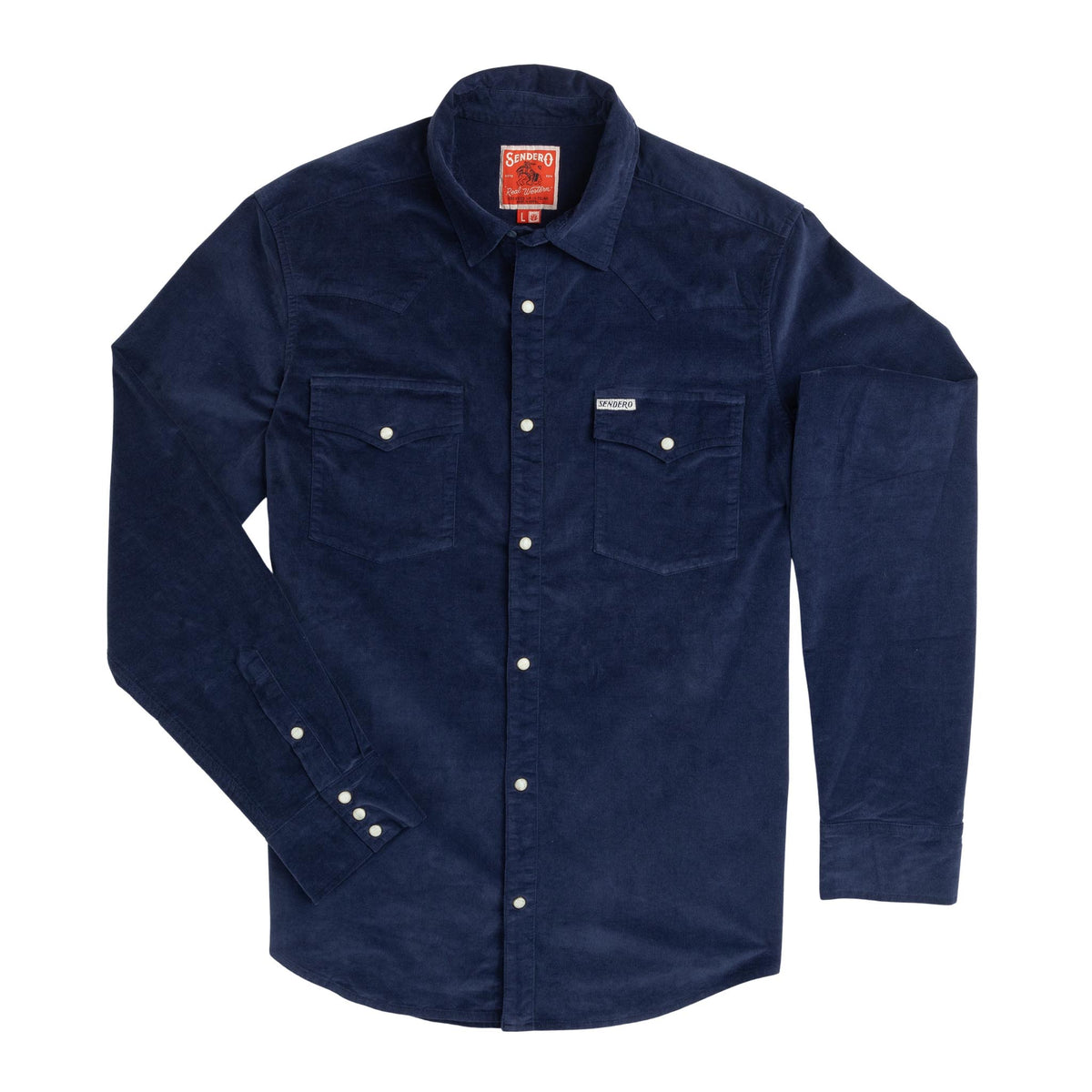 The Wyatt Pearl Snap Long Sleeve Corduroy Shirt - Navy