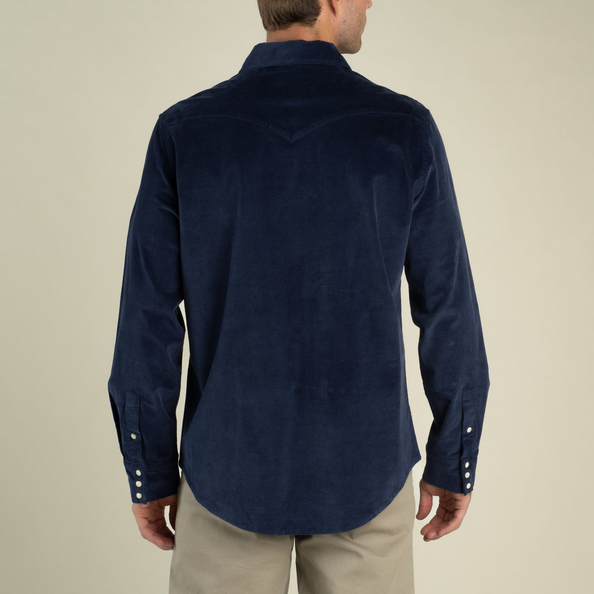 The Wyatt Pearl Snap Long Sleeve Corduroy Shirt - Navy