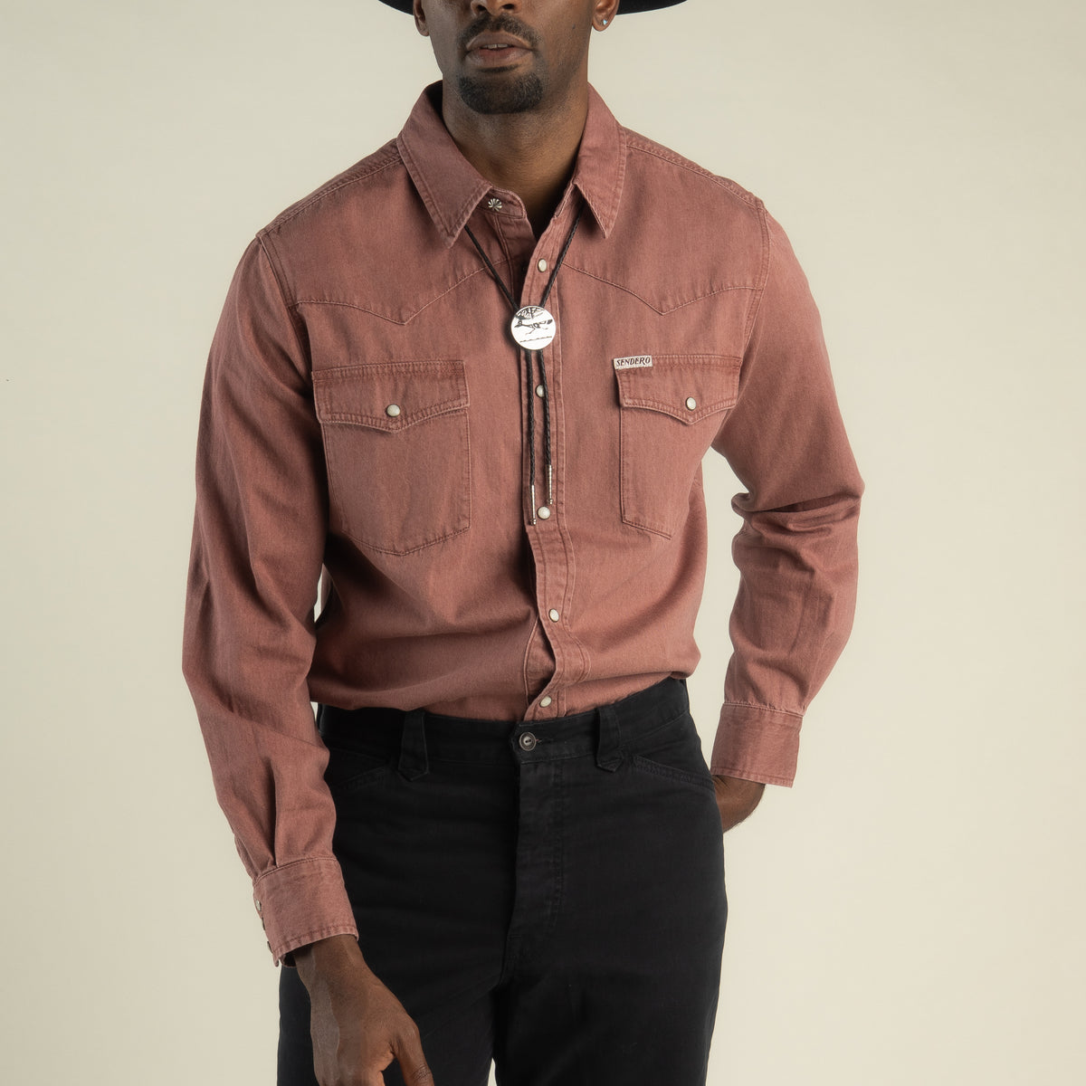 The Wyatt Pearl Snap Long Sleeve Denim Shirt - Madera