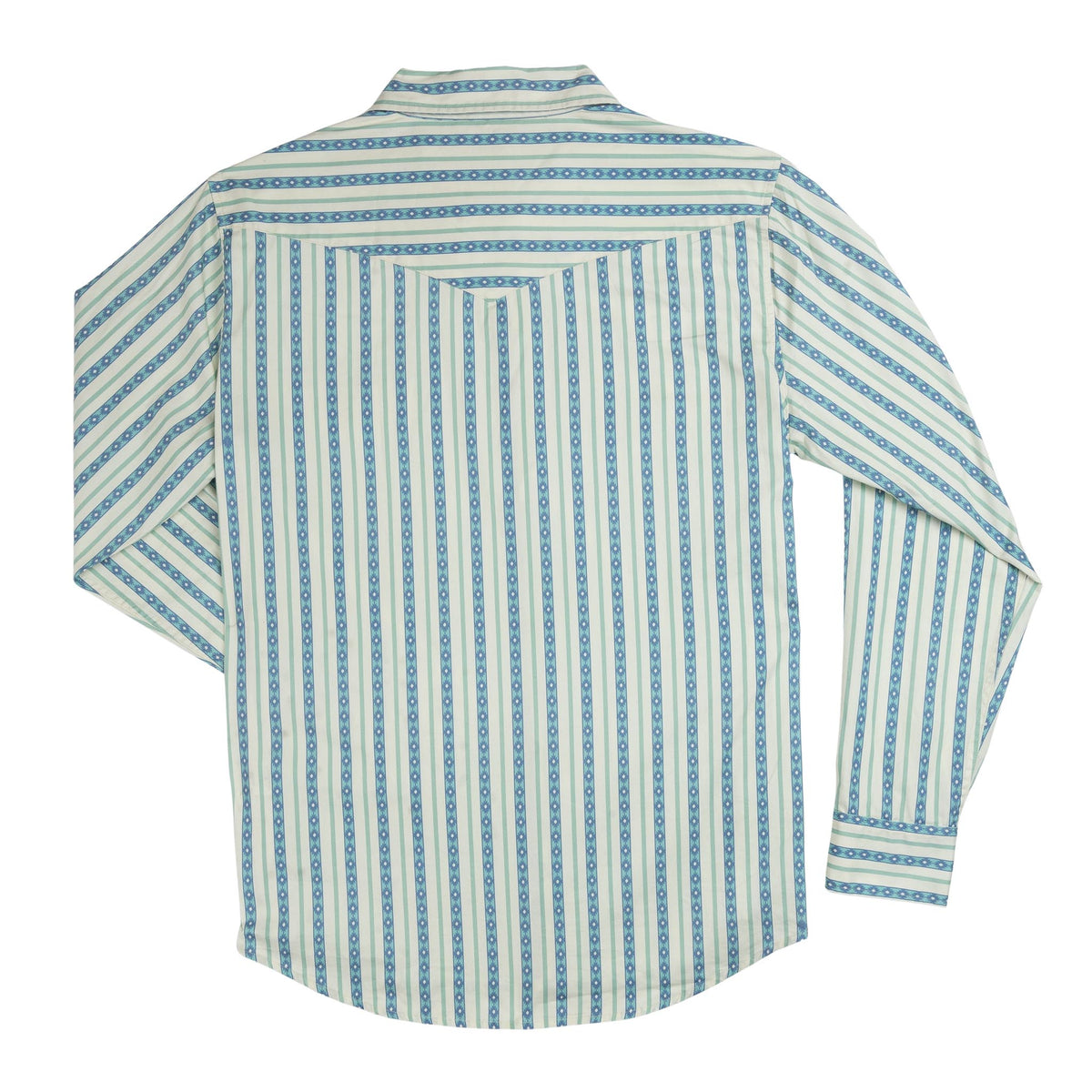 The Wyatt Pearl Snap Long Sleeve Print Shirt - Southwest Stripe - Teal