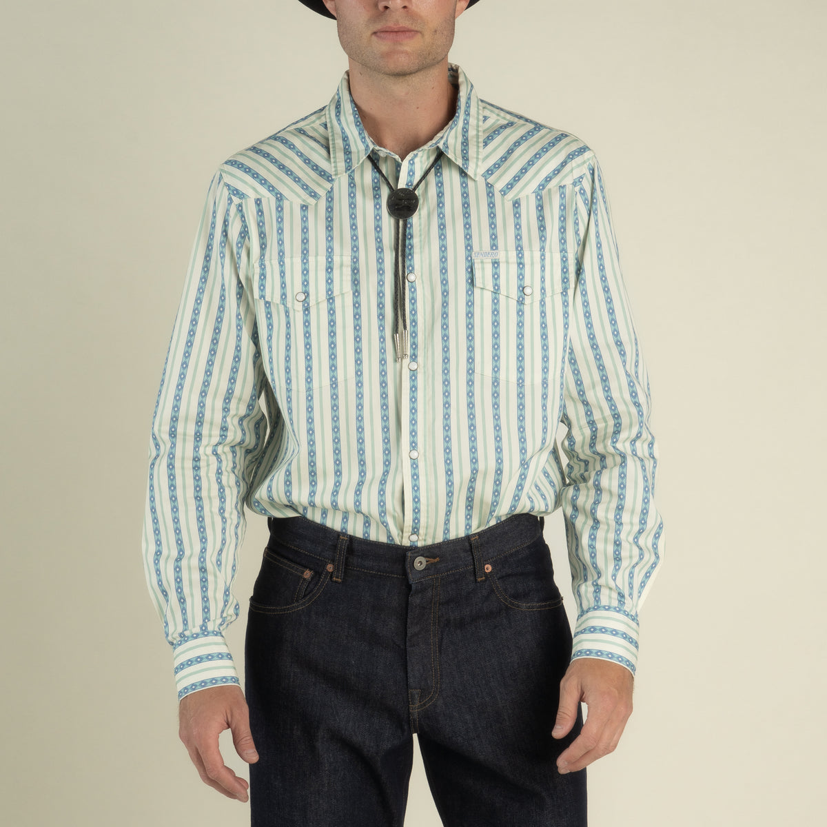 The Wyatt Pearl Snap Long Sleeve Print Shirt - Southwest Stripe - Teal