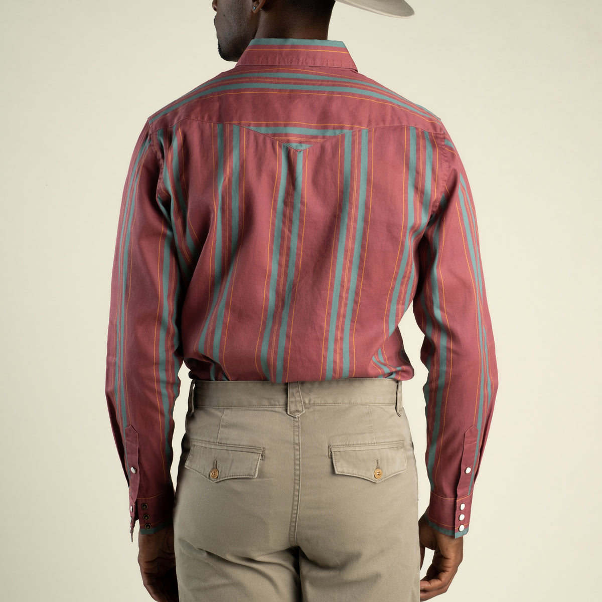 The Wyatt Pearl Snap Long Sleeve Print Shirt - Miles City Stripe - Clay