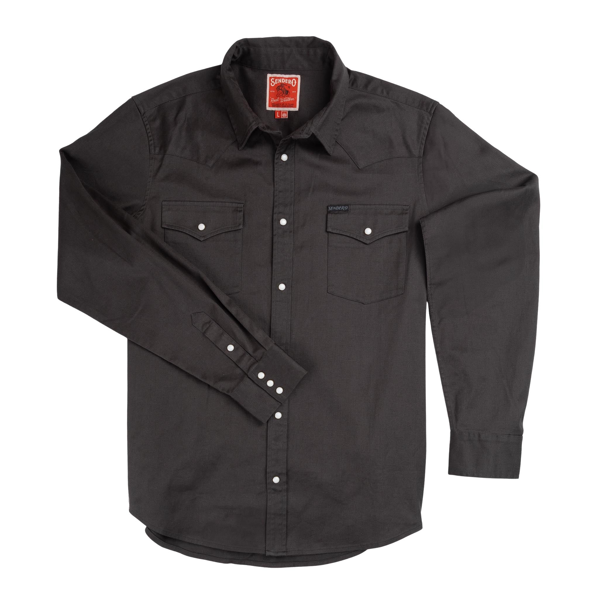 The Wyatt Pearl Snap Long Sleeve Solid Shirt - Basalt | Sendero