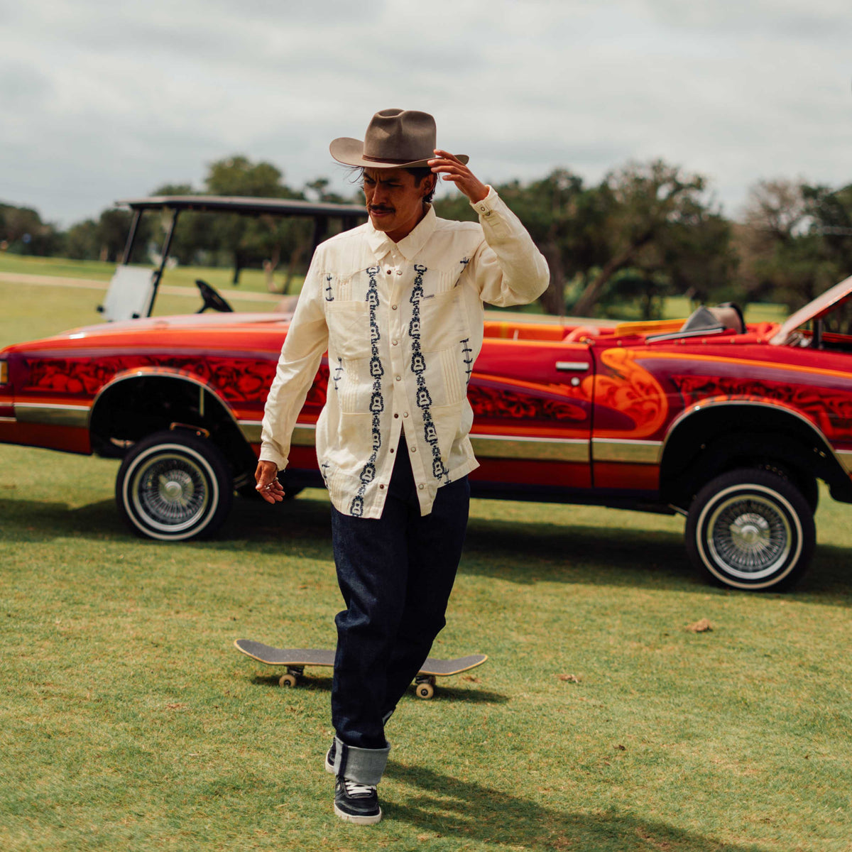 Caballero Guayabera Long Sleeve Shirt - Guitar Stripe - Cream