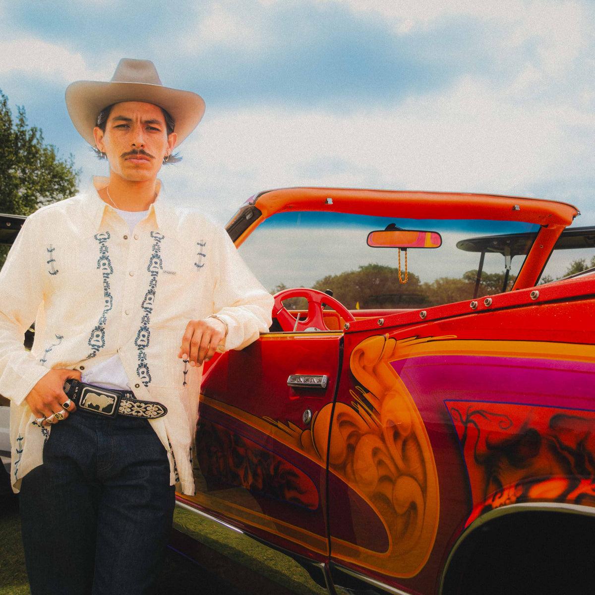 Caballero Guayabera Long Sleeve Shirt - Guitar Stripe - Cream