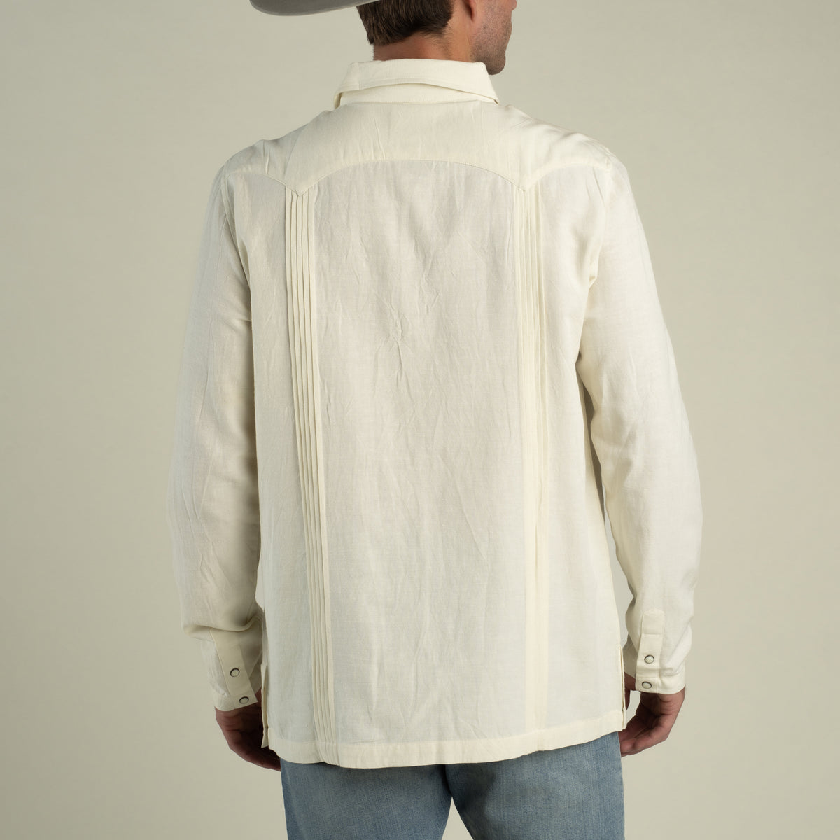 Caballero Guayabera Long Sleeve Shirt - Guitar Stripe - Cream