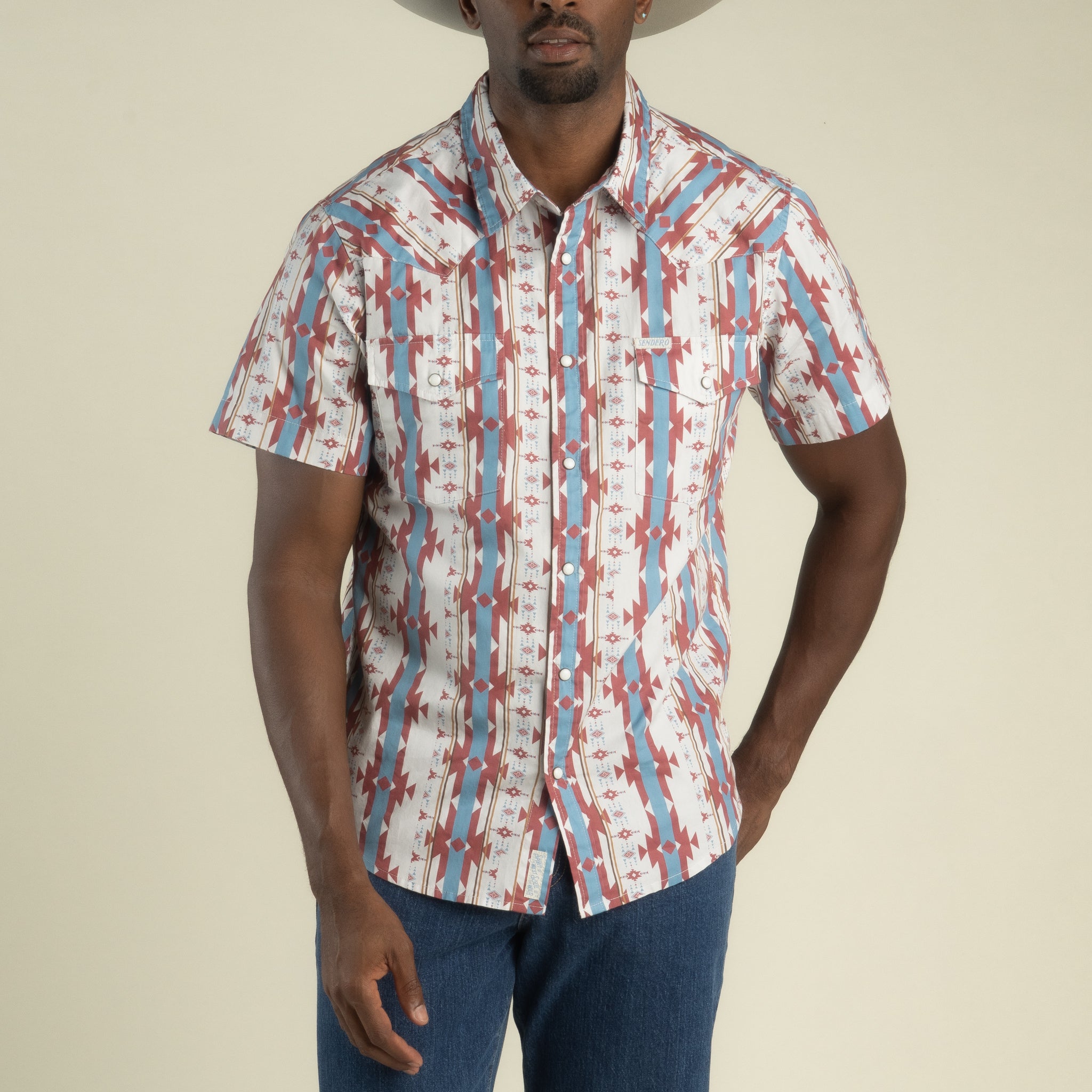 The Wyatt Pearl Snap Short Sleeve Print Shirt - Cienega Stripe