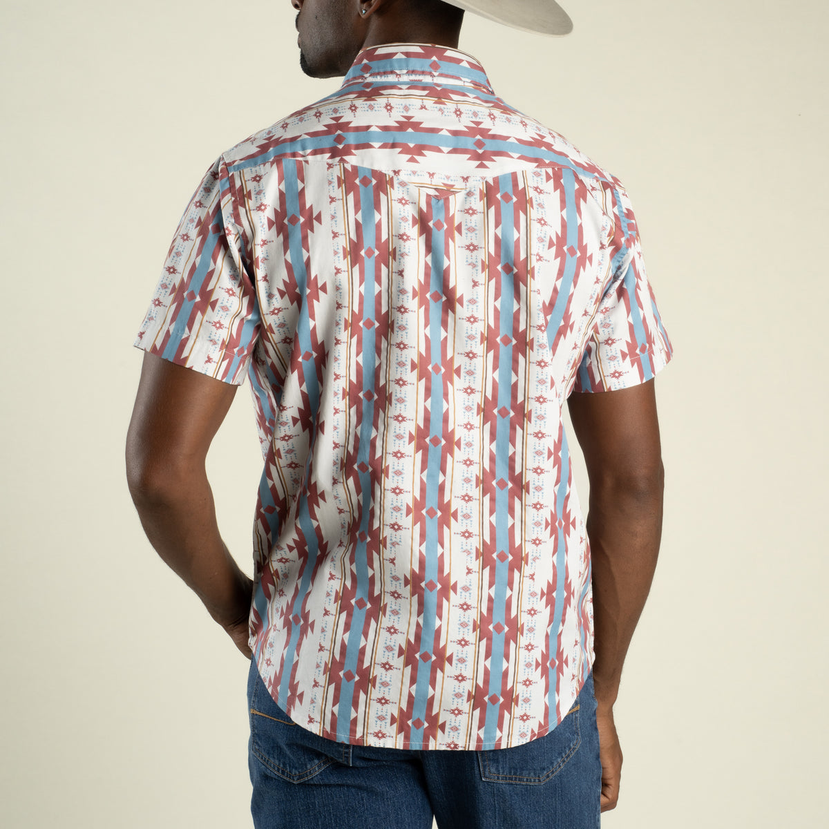 The Wyatt Pearl Snap Short Sleeve Print Shirt - Cienega Stripe - Clay