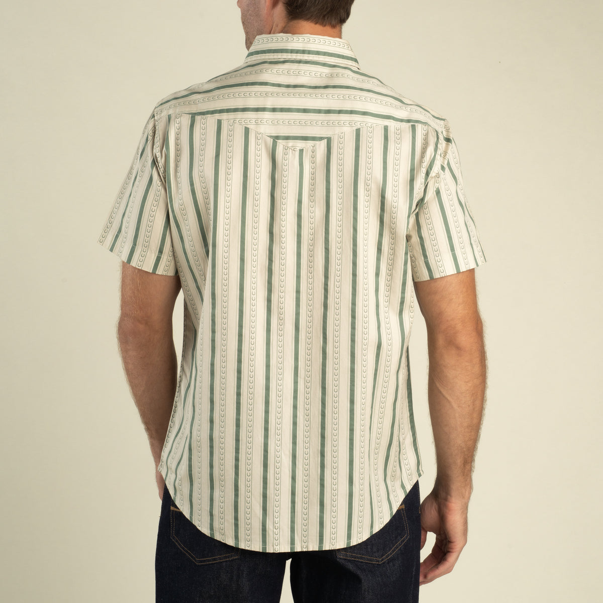 The Wyatt Pearl Snap Short Sleeve Print Shirt - Horseshoe Stripe - Aloe